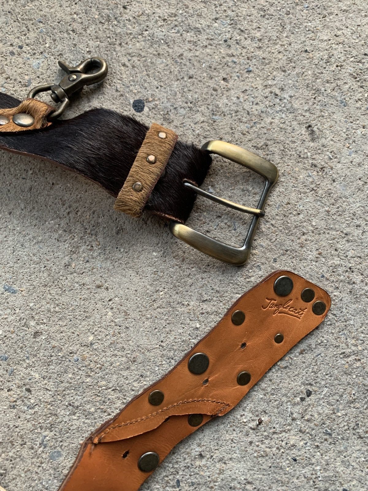 Vintage Archive* Vintage Jungle cat Studded Leather Belt Size 32 - 7 Thumbnail
