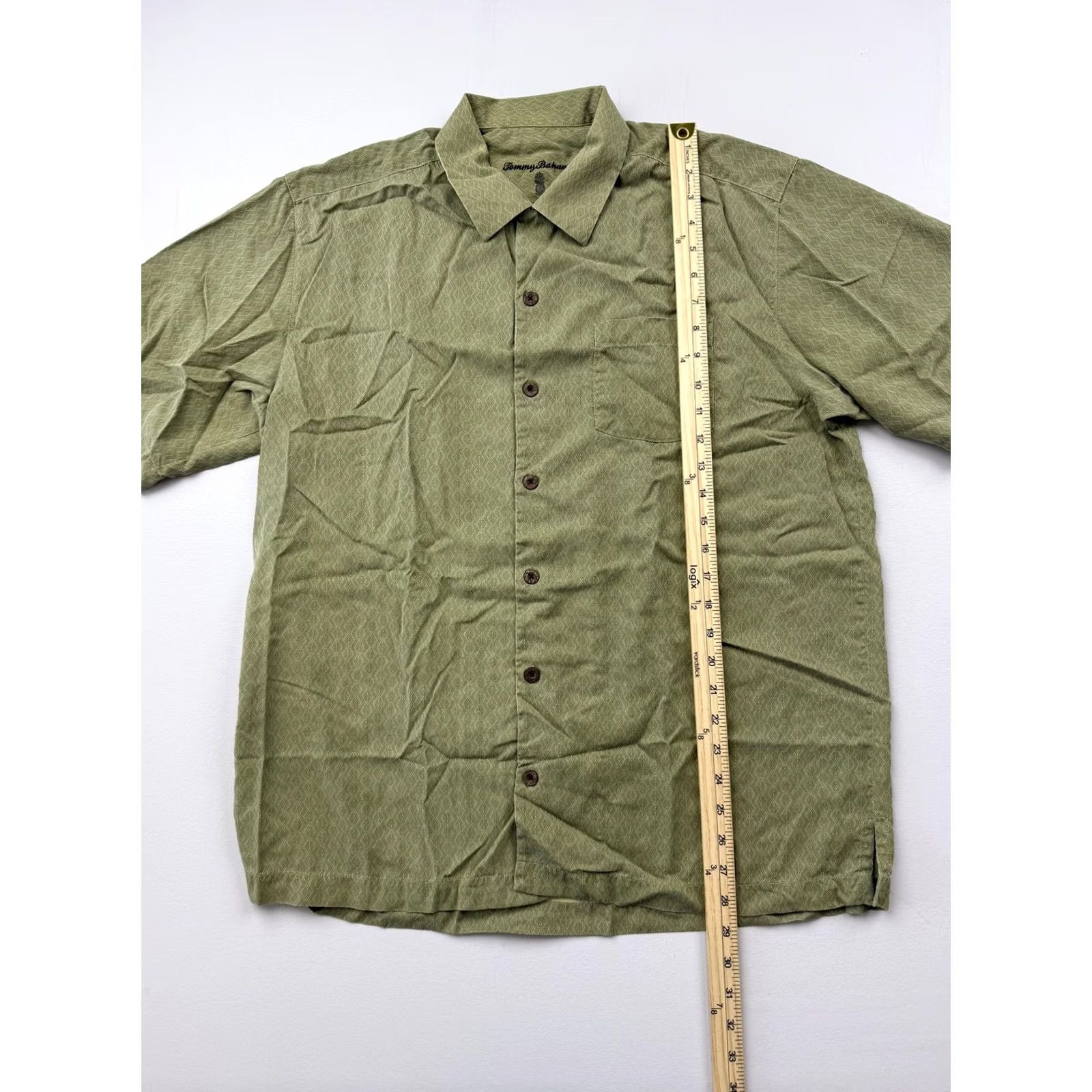 Tommy Bahama Tommy Bahama Shirt Mens Medium Green Geometric Short Sleeve Silk Button Up Size US M / EU 48-50 / 2 - 5 Thumbnail