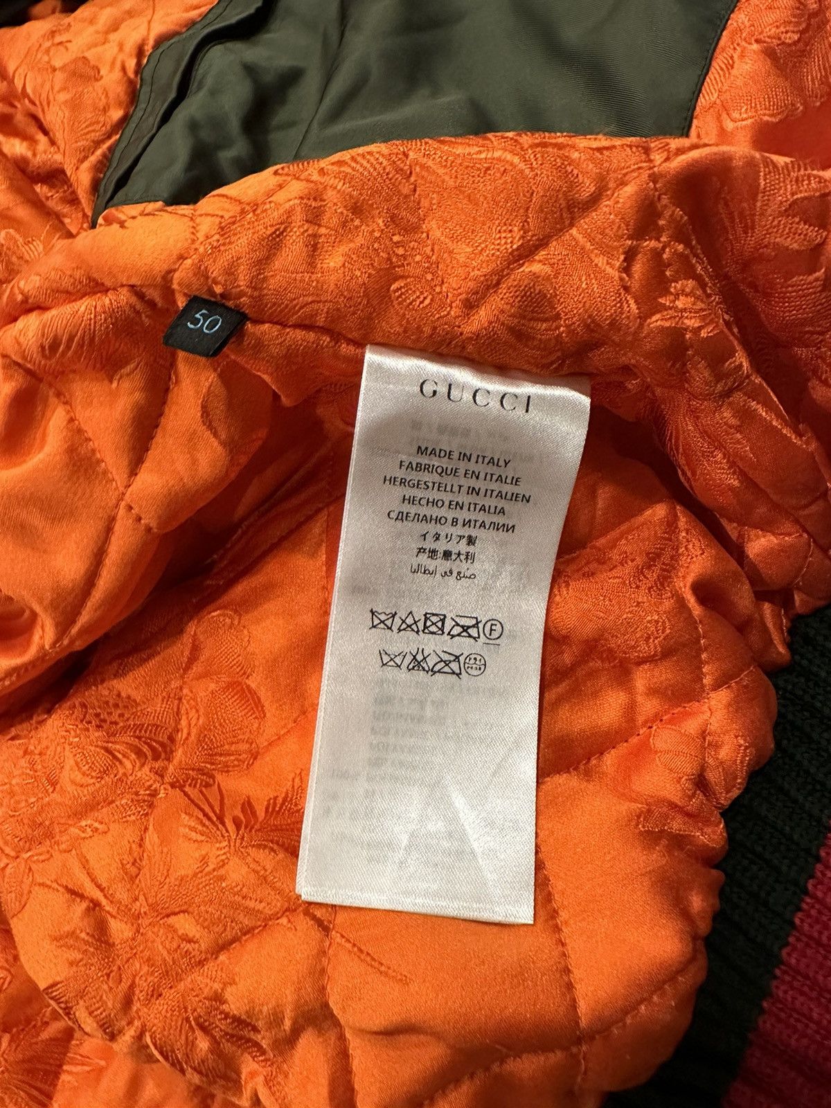 Gucci Hand Painted Ghost Bomber Olive Green Jacket