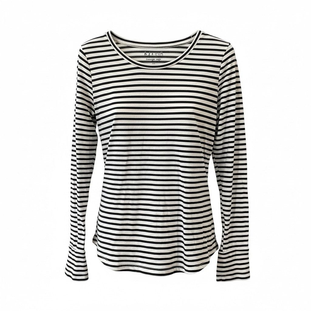 Loft LOFT Vintage Soft Black & White Long Sleeve Tee – Size Small Size S / US 4 / IT 40 - 1 Thumbnail