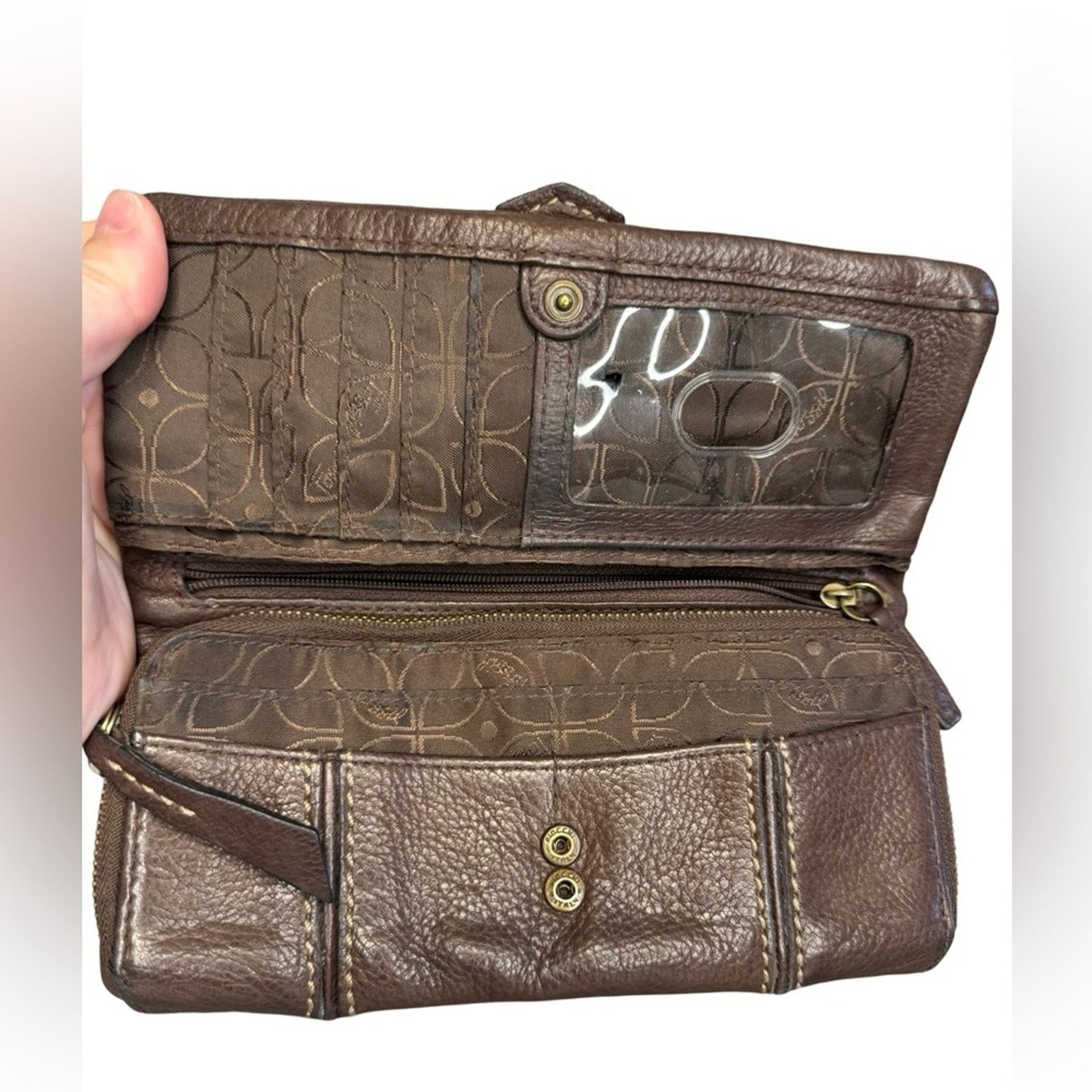 Fossil Vintage Fossil Brown Pebbled Leather Snap Long Wallet Size ONE SIZE - 10 Thumbnail