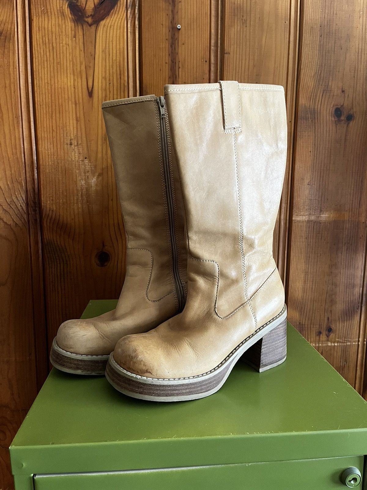 image of Vintage Candie’S Leather Boots in Tan, Women's (Size 7.5)