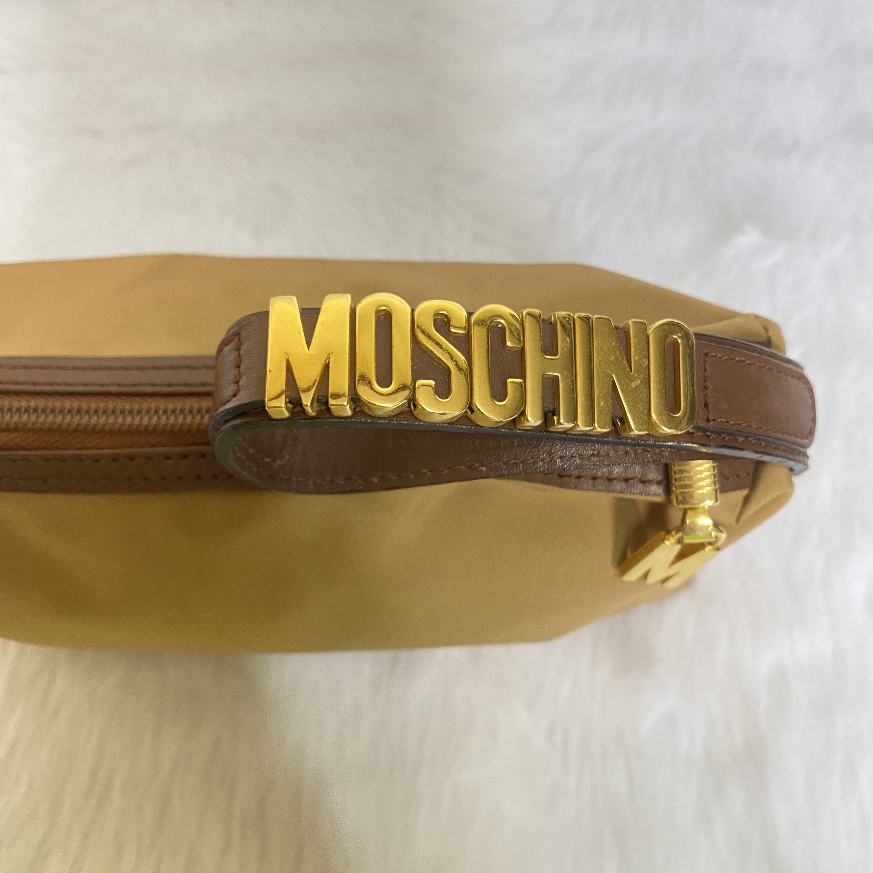 Moschino × Vintage MOSCHINO Vintage Brown Gold Hardware Logo Nylon Clutch Bag Size ONE SIZE - 10 Thumbnail