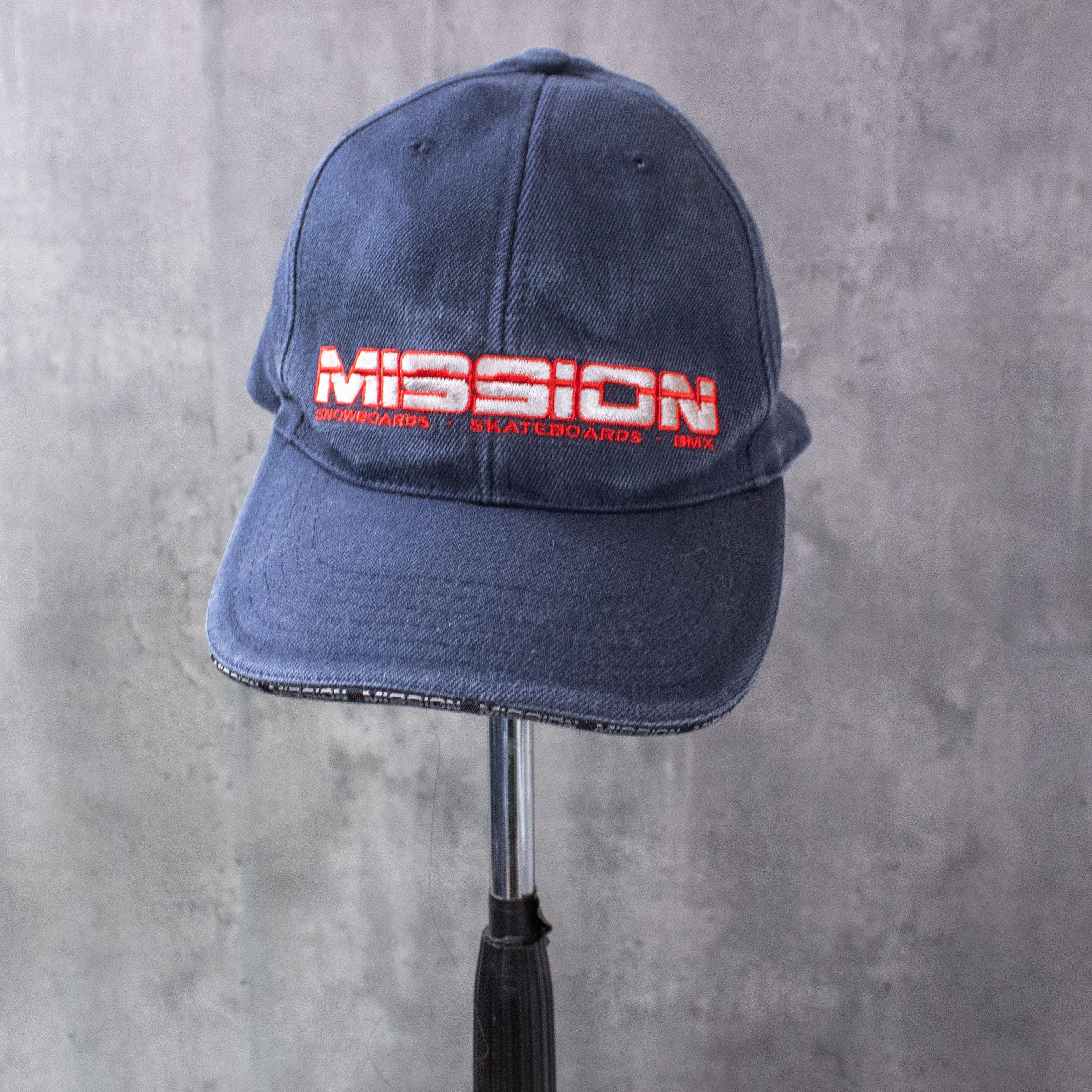 Japanese Brand Vintage 1990's Mission BMX Fitted Faded Denim Fitted Hat Size ONE SIZE - 1 Thumbnail