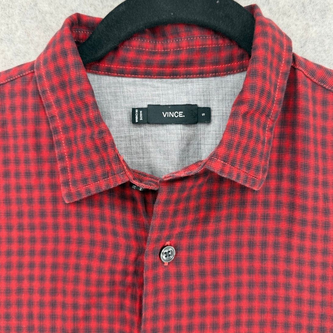 Vince Vince Men's Red Cotton Plaid Long Sleeve Button Down Shirt Size US S / EU 44-46 / 1 - 2 Thumbnail