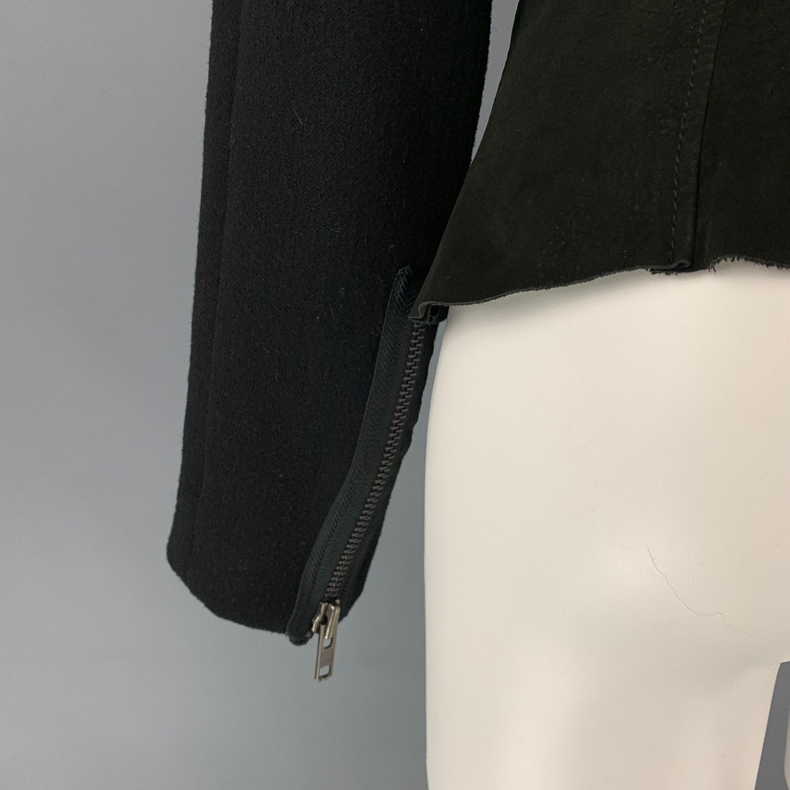 Haider Ackermann Size 4 Black Virgin Wool Blend Asymmetrical Raglan Jacket Size S / US 4 / IT 40 - 5 Thumbnail