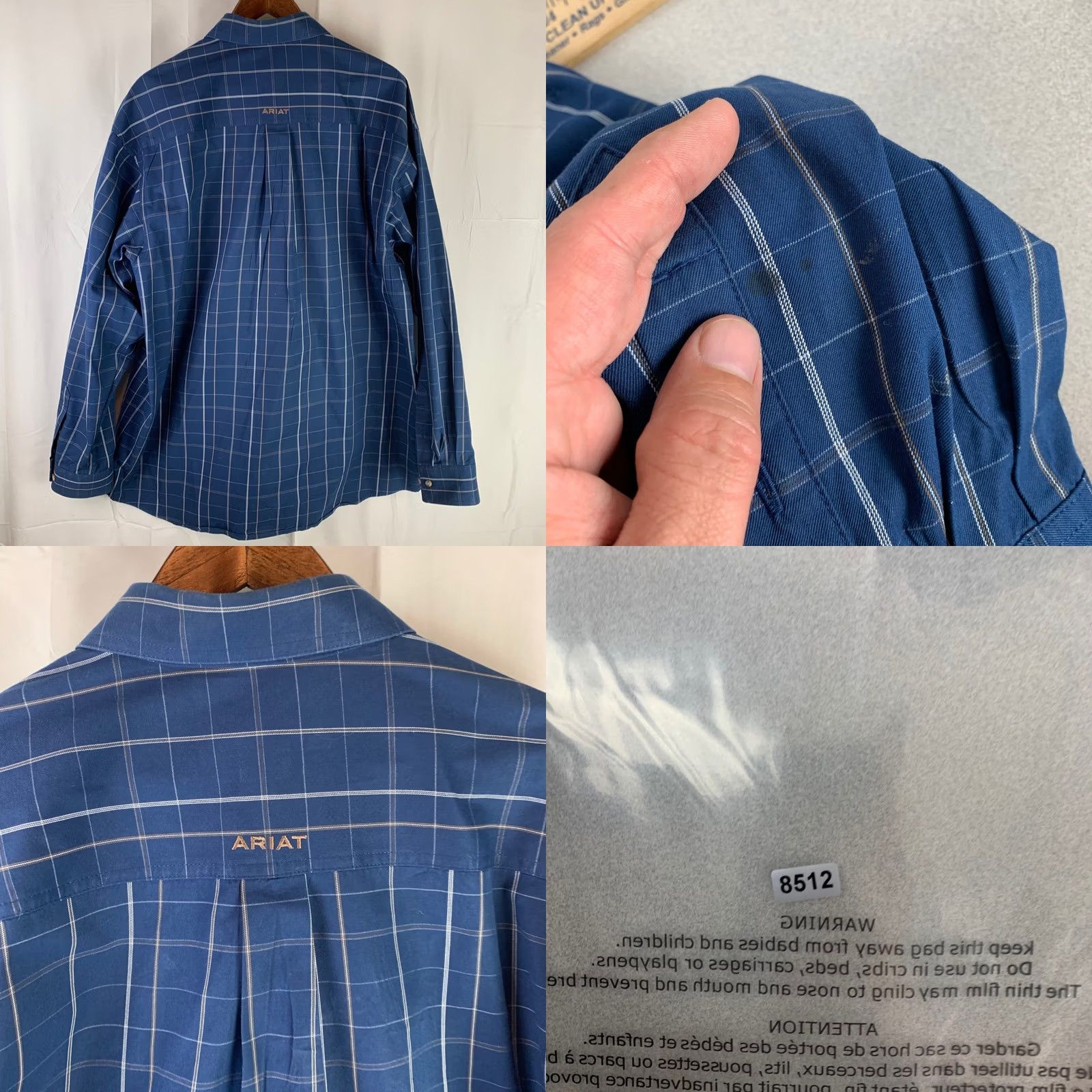Ariat Ariat Pro Series Button-Down Shirt Mens XL Blue Grid Check Long Sleeve Western Casual Workwear Mens XL Blue Grid Check Size US XL / EU 56 / 4 - 8 Thumbnail