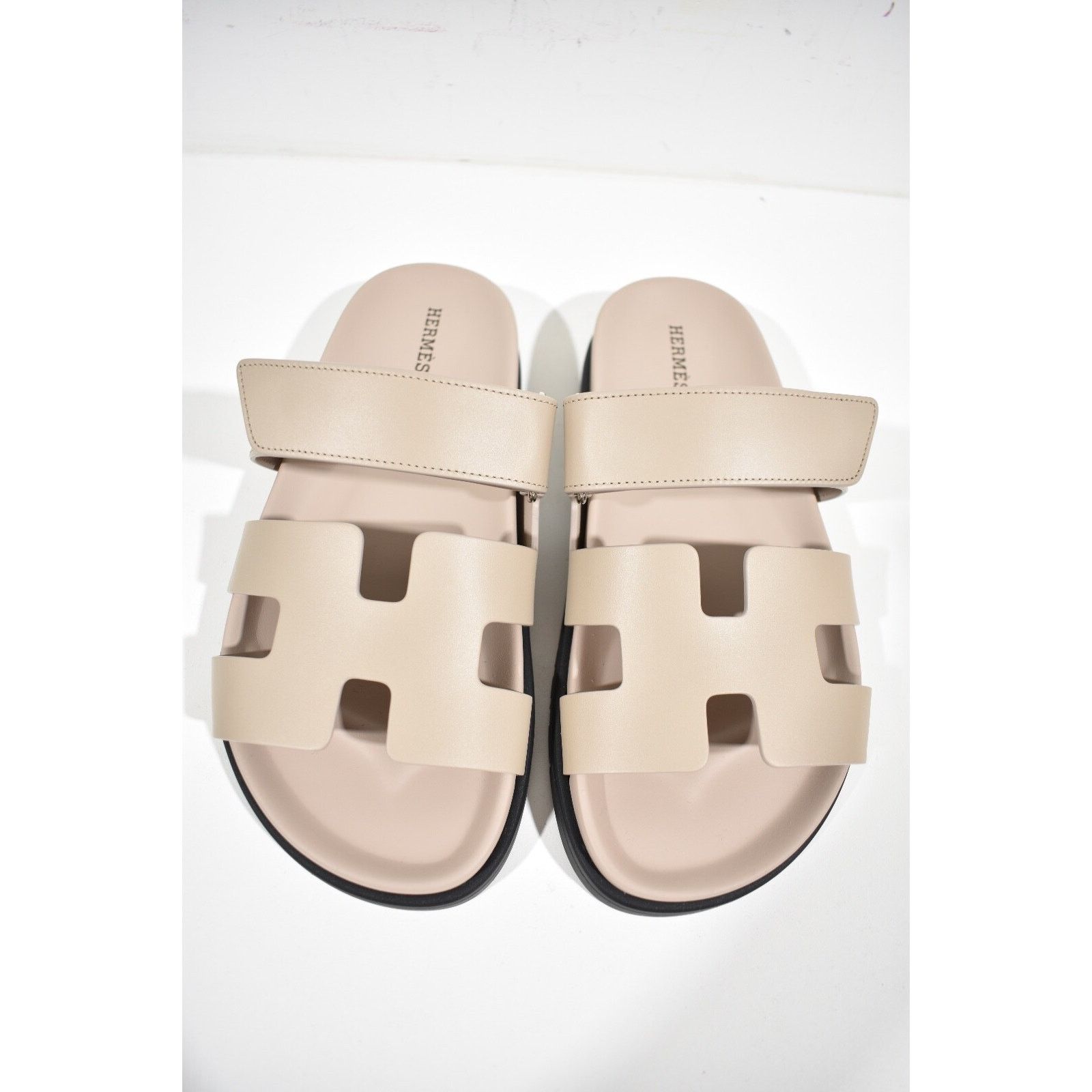 Hermes Hermes Chypre Sandal Beige Mastic Leather Black Logo Size US 12 / IT 42 - 8 Thumbnail