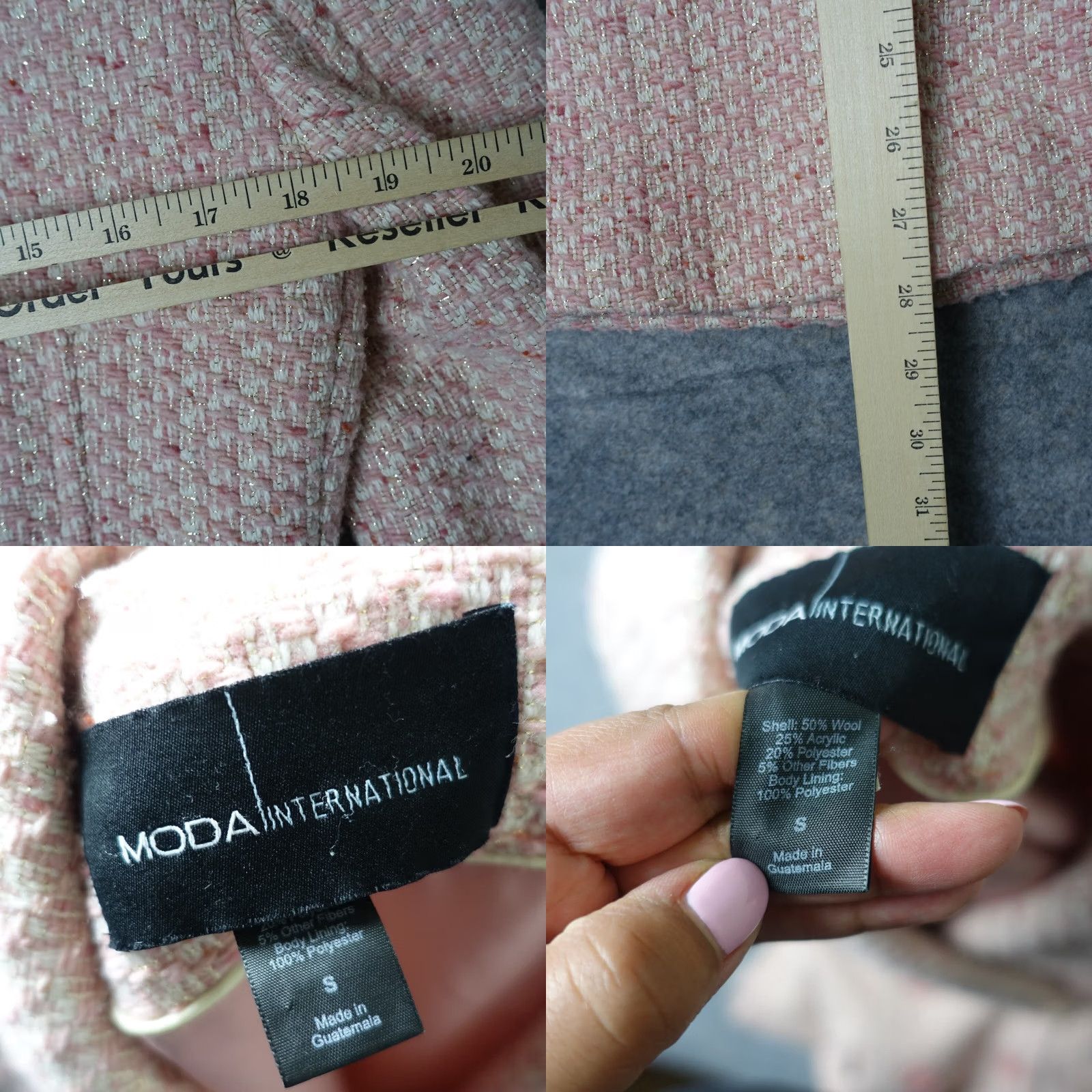 Vintage VINTAGE Moda International Coat Women's Small Pink Double Breasted Tweed Wool Pea Size S / US 4 / IT 40 - 8 Thumbnail
