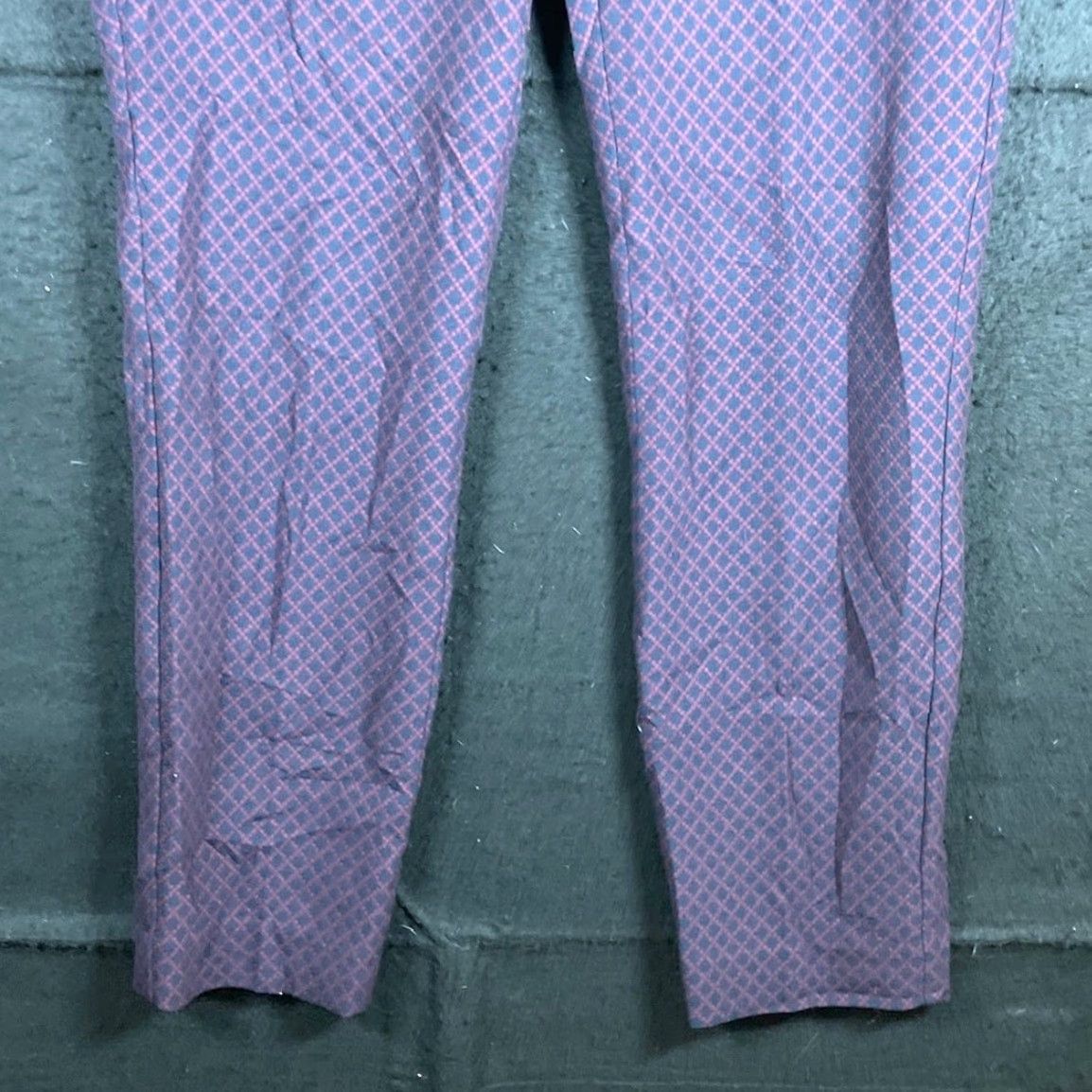 Express Express Womens Pants Dress Pants Straight Leg Mid Rise Navy Red Stretch 6 Regular Inseam 27in Argyle/Diamond Size 28" / US 6 / IT 42 - 3 Thumbnail