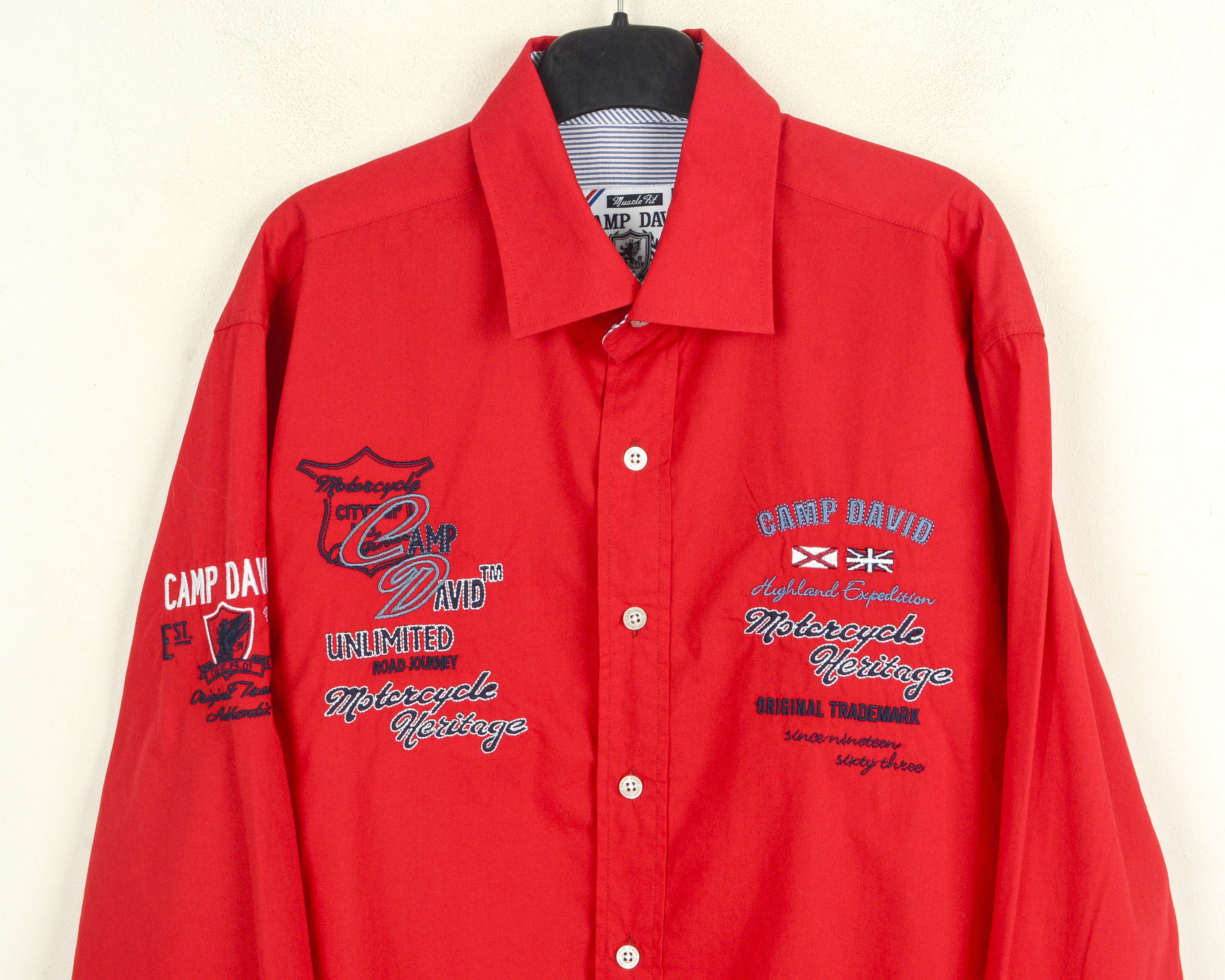 Camp David Casual Shirt Muscle Fit Men M Red Button Up Dress Formal Size US M / EU 48-50 / 2 - 2 Thumbnail