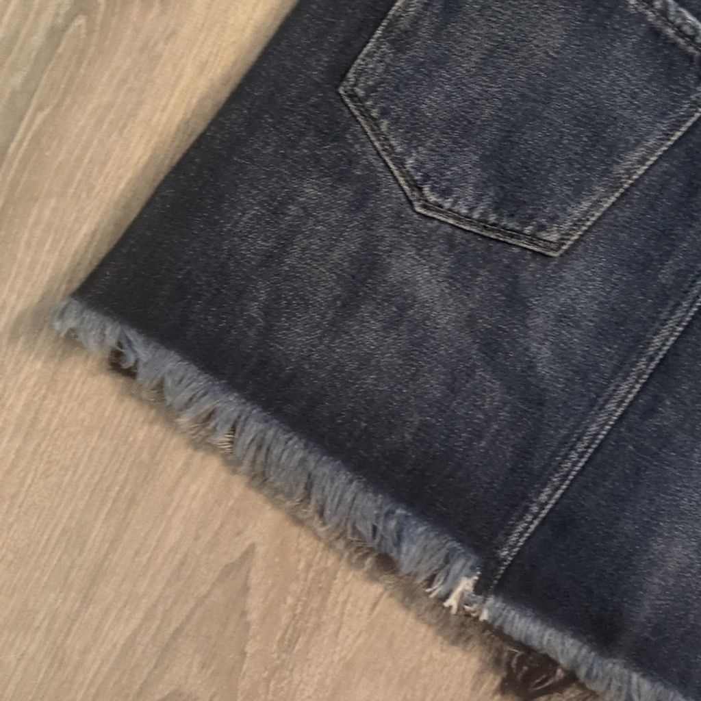 Kancan USA Kancan Collection Black Blue Distress Fringe Denim Skirt XL Size 34" / US 12 / IT 48 - 8 Thumbnail
