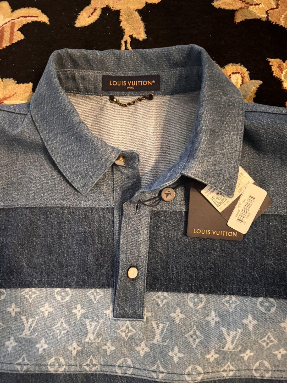 Louis Vuitton Louis Vuitton Patchwork Long-Sleeved Denim Polo Shirt Size US L / EU 52-54 / 3 - 5 Thumbnail