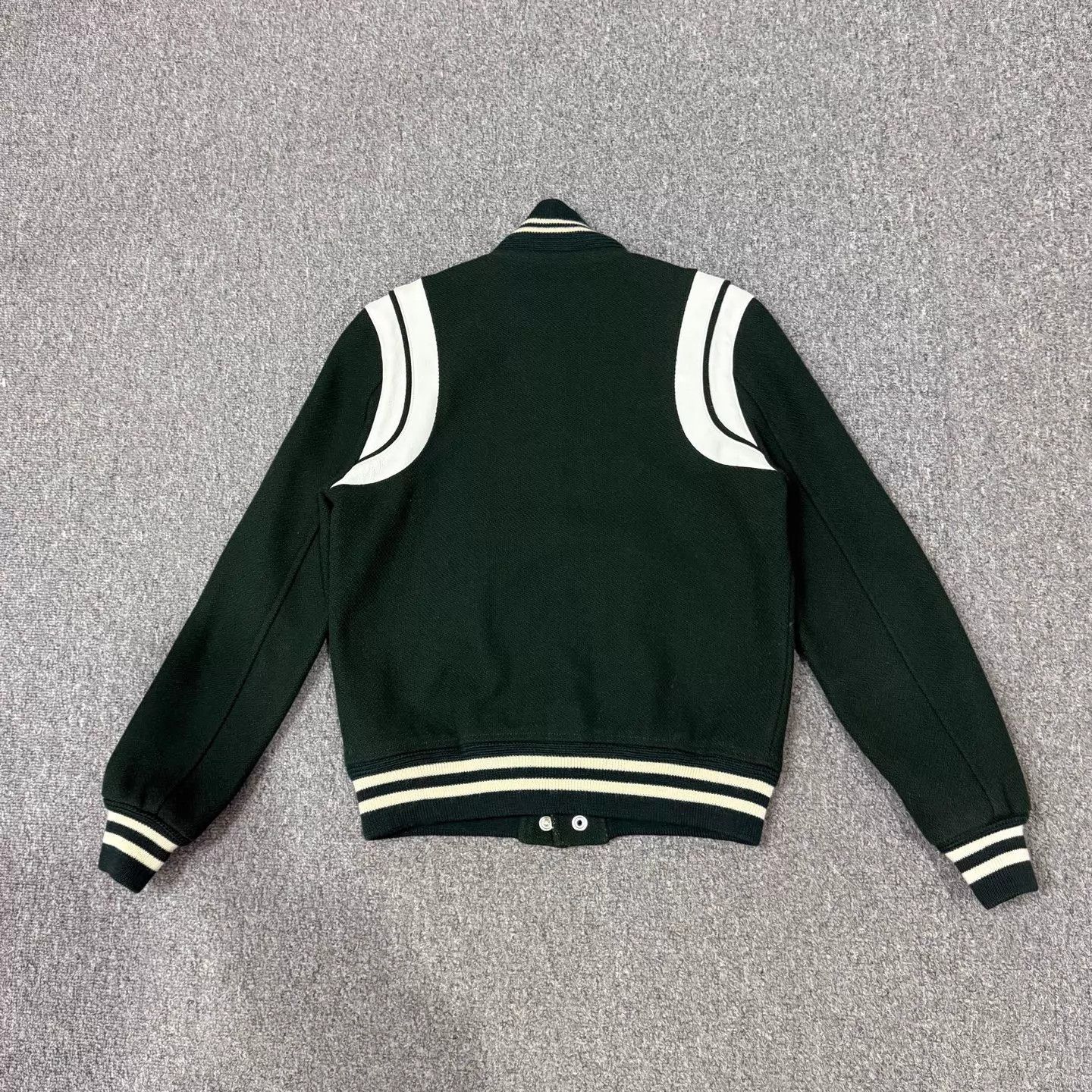 Saint Laurent Paris SLP white/green colorblocked wool baseball jkt 36 mint Size XS / US 0-2 / IT 36-38 - 2 Thumbnail