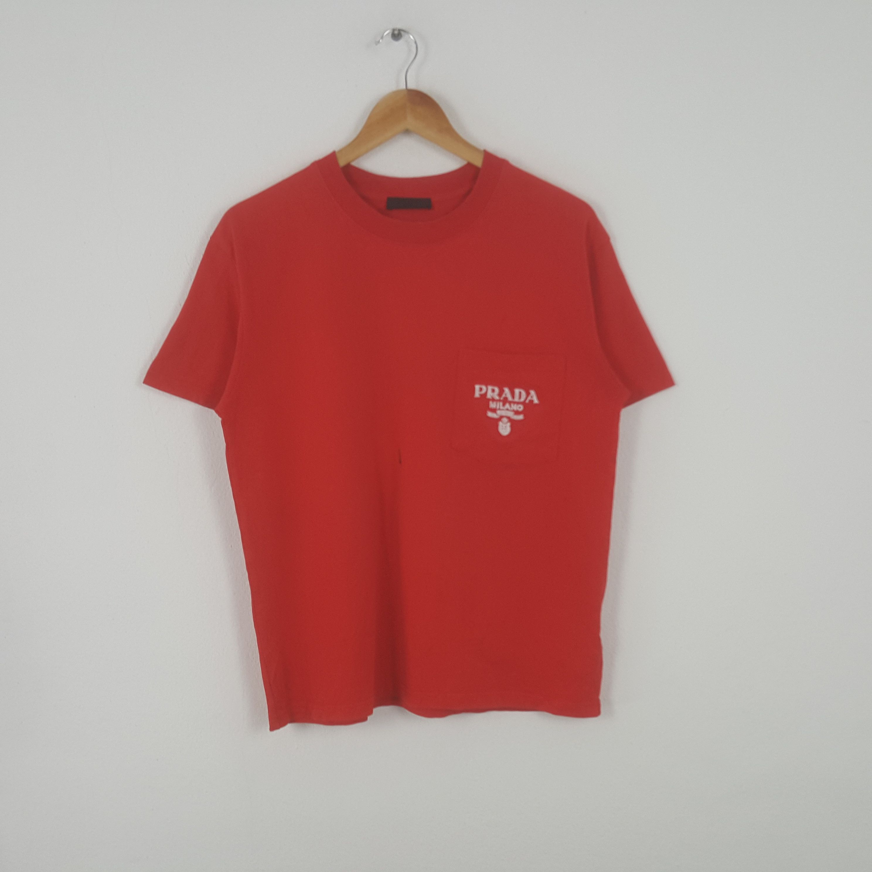 Vintage Prada Italian Brand Pocket Logo Tshirt
