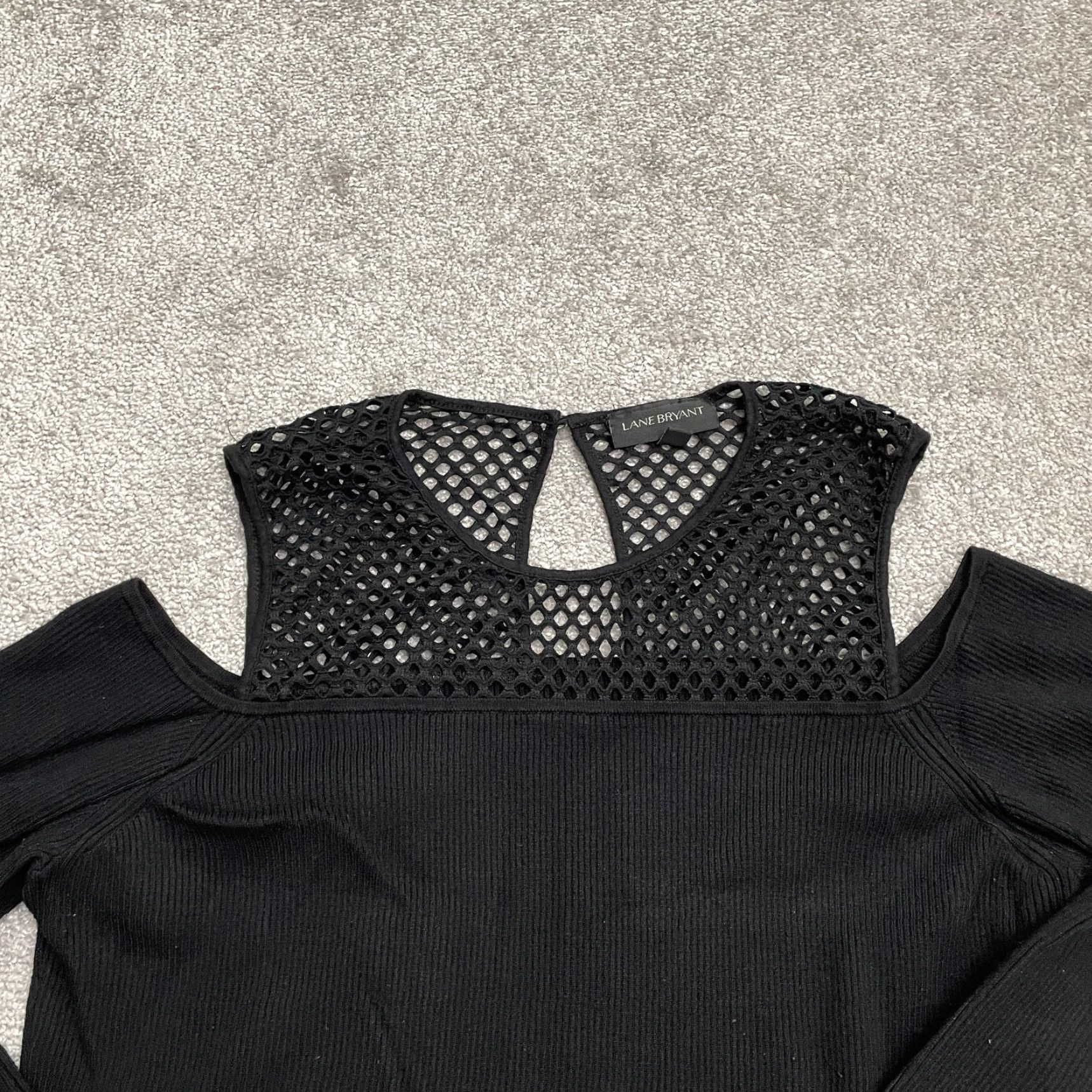 Vintage Lane Bryant Women's Sweater 18/20 Black Plus Size Knit Cold Shoulder Pullover Long Sleeve Solid Size XXL / US 16-18 / IT 52-54 - 3 Thumbnail