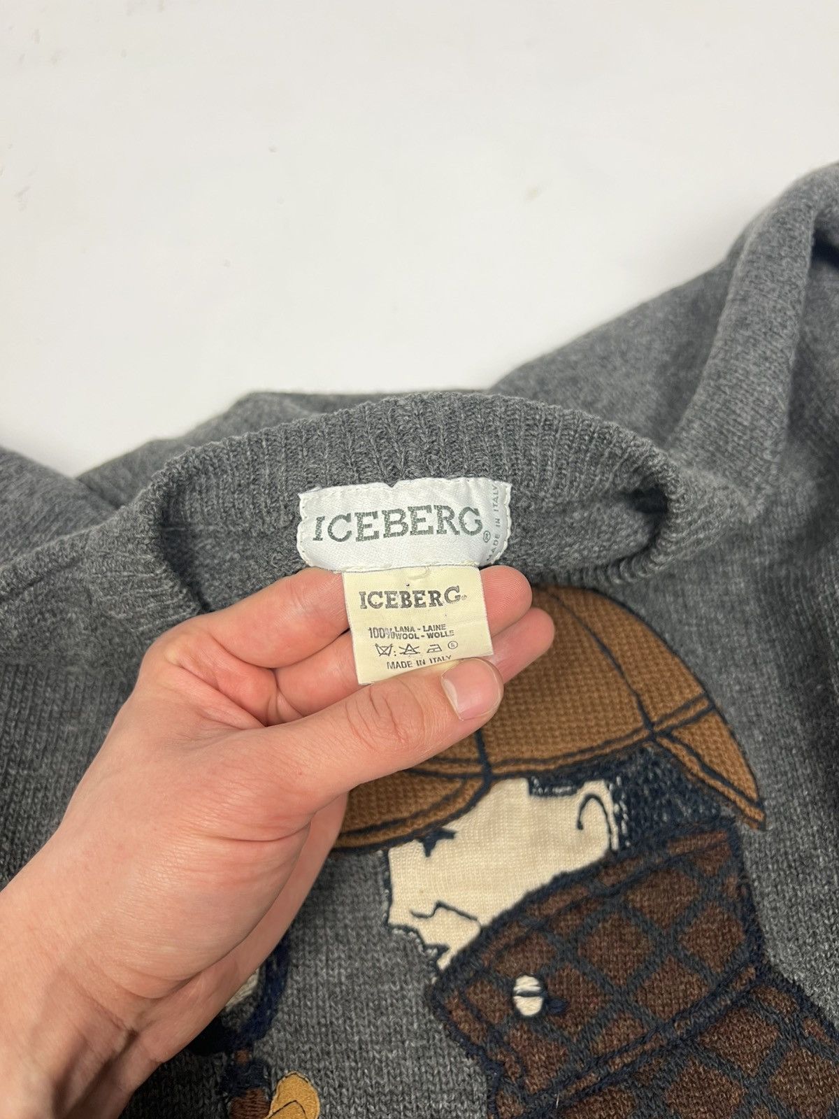 Iceberg Vintage 90s Iceberg Sherlock Holmes wool knitted sweater Size US XL / EU 56 / 4 - 3 Thumbnail