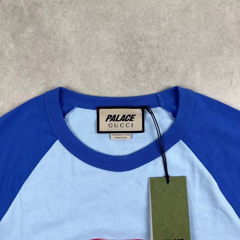 Gucci Gucci23 SS rare blue raglan sleeves red lip print short sle Size US M / EU 48-50 / 2 - 4 Thumbnail