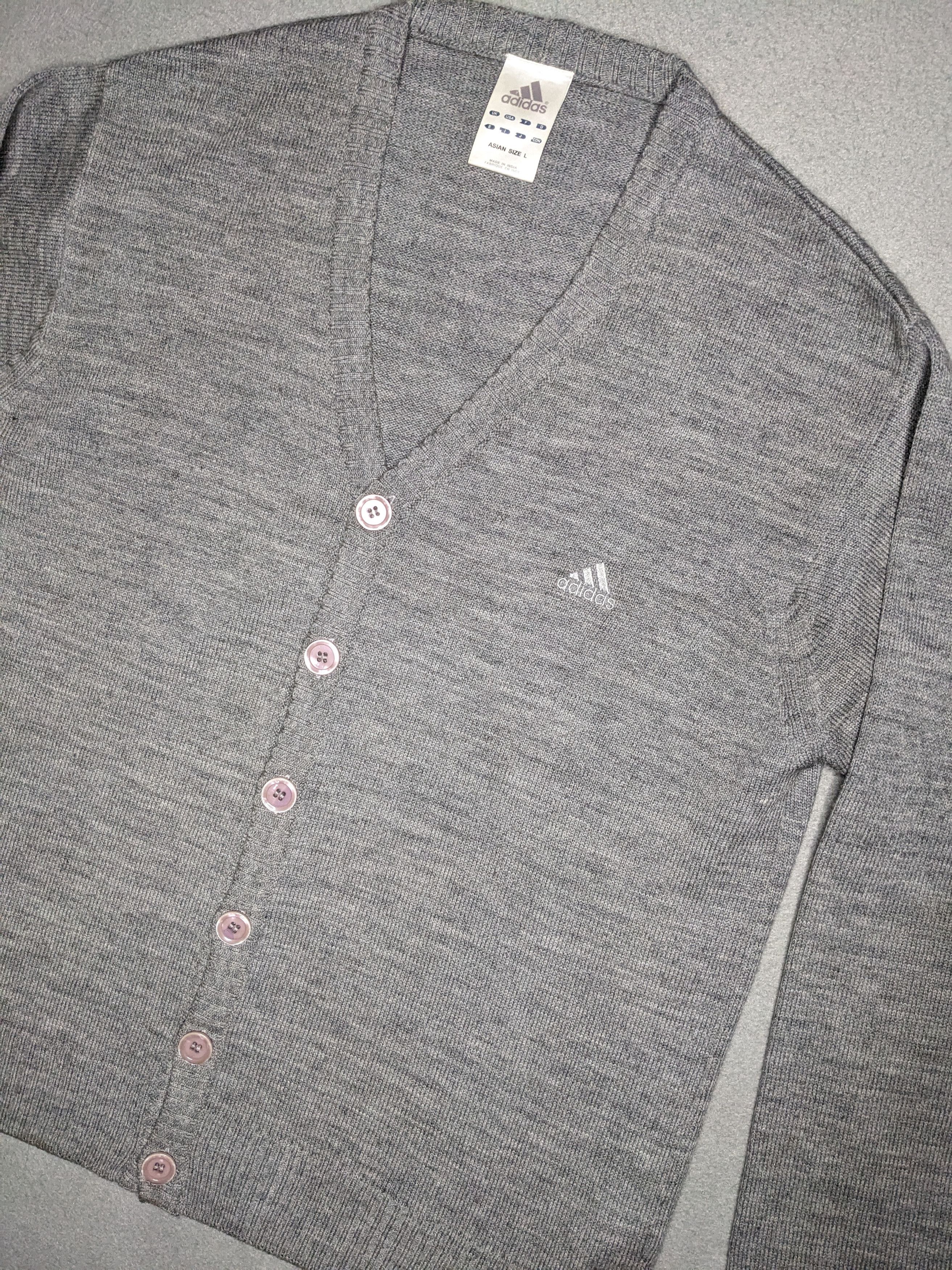 Adidas VTG Adidas Cardigan Knit Sweater Mens Large Wool Acrylic Y2K Size US L / EU 52-54 / 3 - 1 Thumbnail