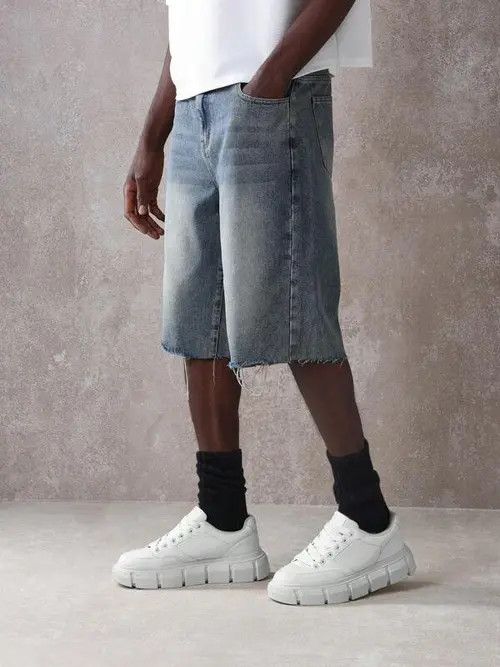Japanese Brand × Vintage DISTRESSED vintage denim jorts shorts relaxed Y2K Size US 32 / EU 48 - 4 Thumbnail