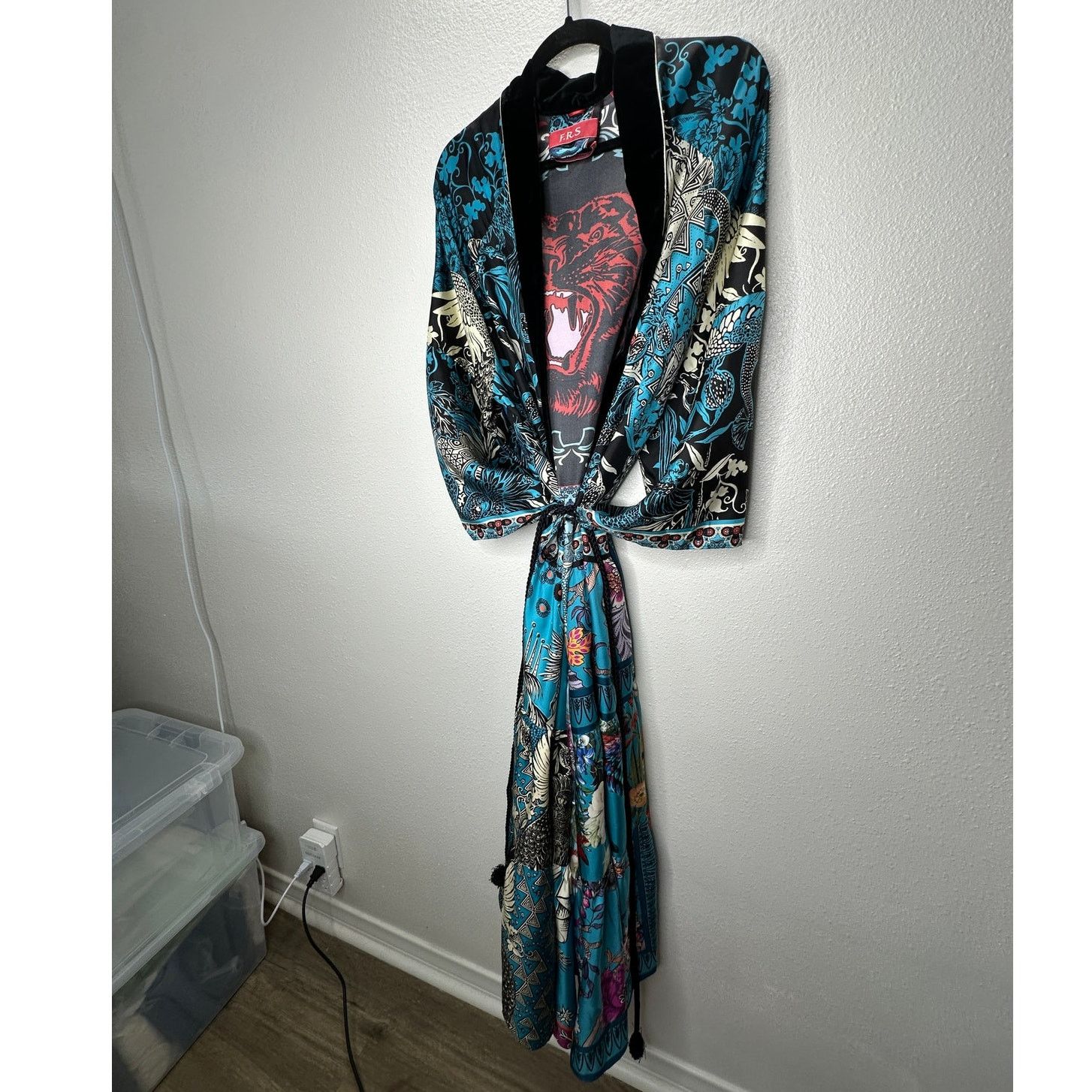 F.R.S F.R.S. Cream Black Blue Red Multi Bird Floral Tiger Kimono M Size 27" / US 4 / IT 40 - 10 Thumbnail