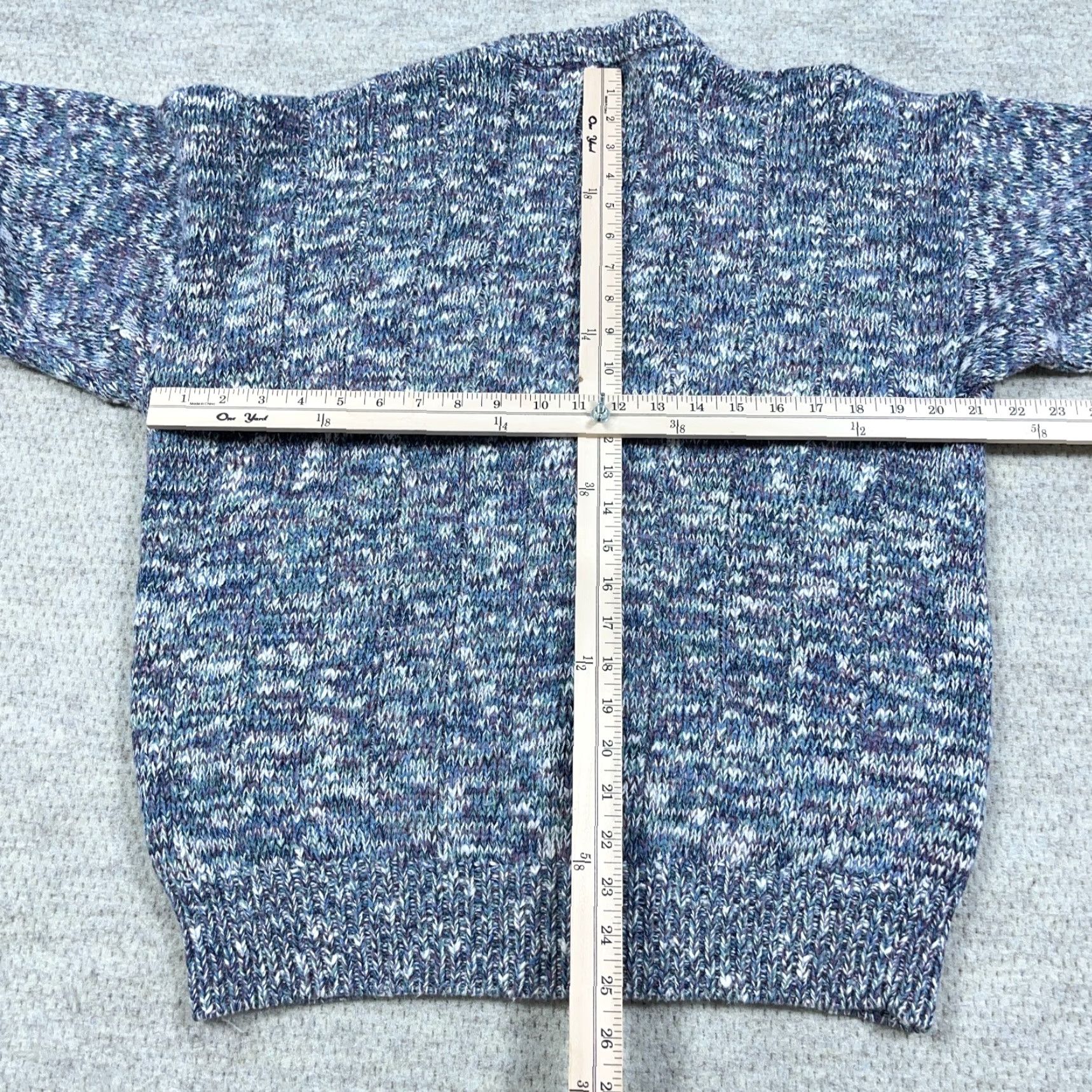 Van Heusen VINTAGE Van Heusen Cardigan Sweater Men L Blue Heather 90s 80s Heavy Knit Wool Alternative Full Zip Cardigan Mens 80s 90s Classic Preppy Fashion Size US L / EU 52-54 / 3 - 6 Thumbnail