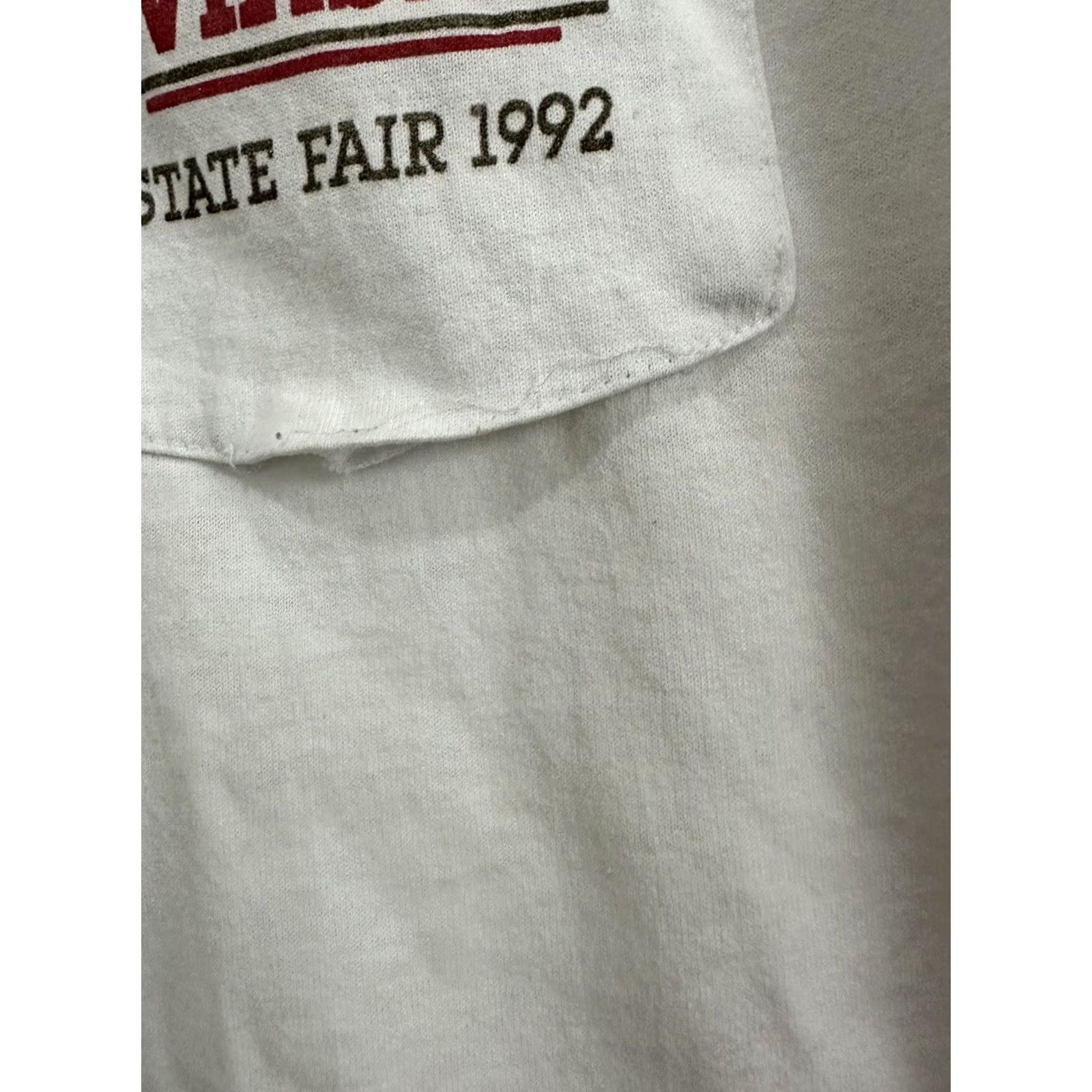 Vintage VINTAGE 90s Winston Racing T-Shirt State Fair 1992 XL White Pocket Worn Mens Size US XL / EU 56 / 4 - 5 Thumbnail