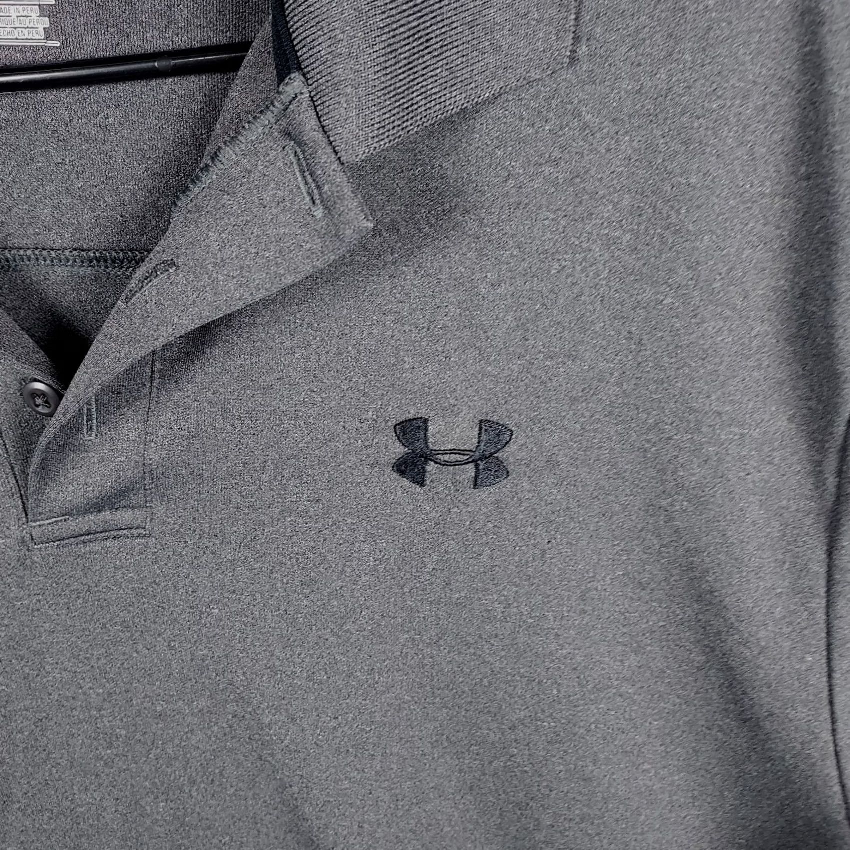 Under Armour Under Armour Polo Shirt Men’s Charcoal Gray HeatGear Loose-Fit Short Sleeve Collared Logo Regular Size L Size US L / EU 52-54 / 3 - 4 Thumbnail