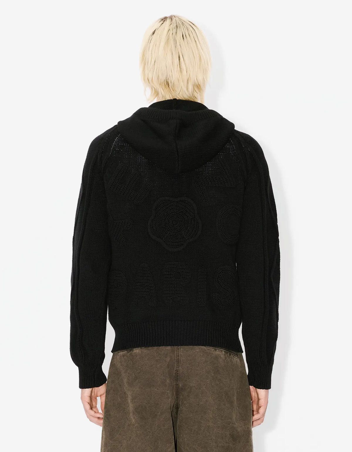 Kenzo Kenzo Black Hand-Embroidered Cable Knitted Hoodie Size US M / EU 48-50 / 2 - 4 Thumbnail