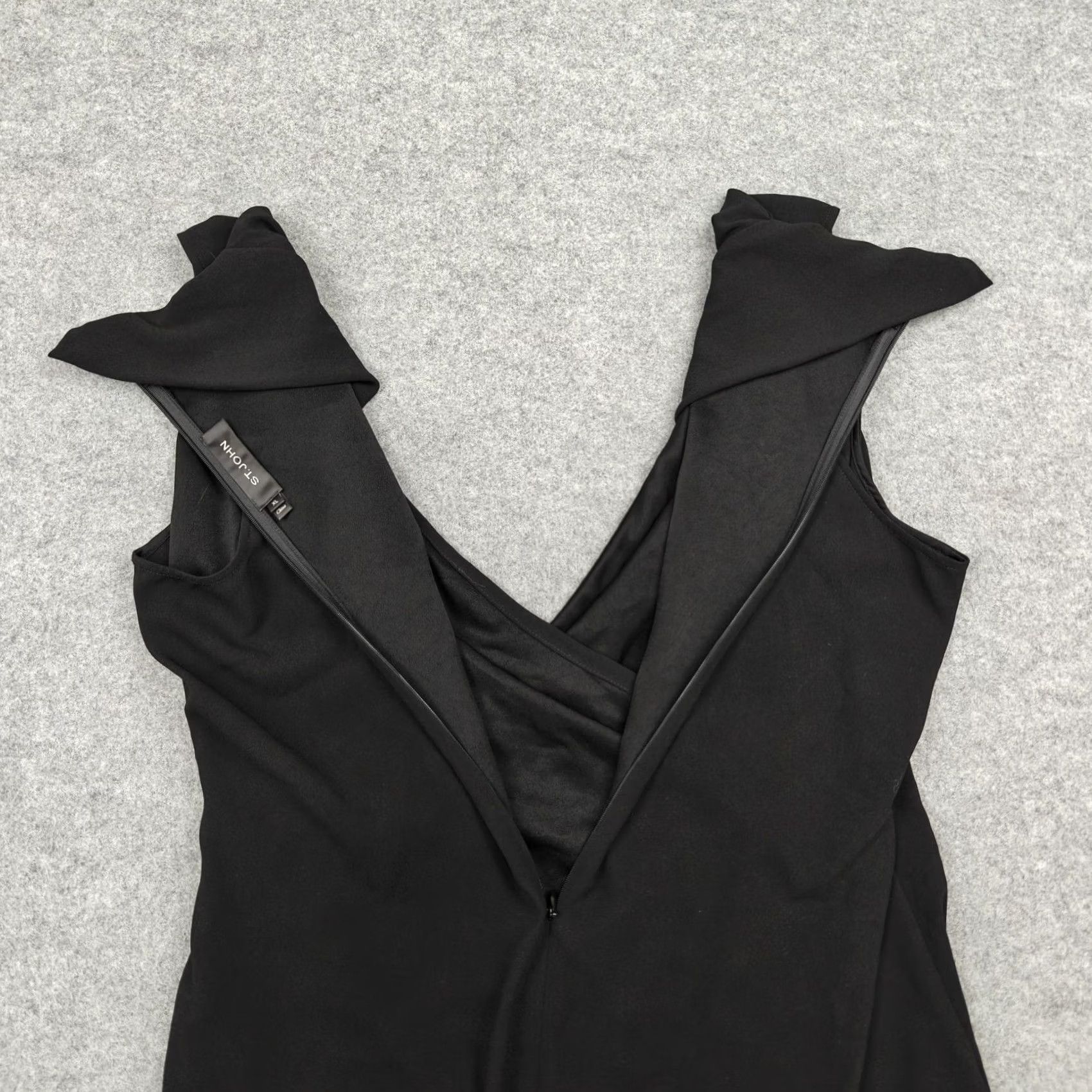 St. John St. John Blouse Womens XL Black Draped Surplice V Neck Sleeveless Top Zip Back Size XL / US 12-14 / IT 48-50 - 6 Thumbnail