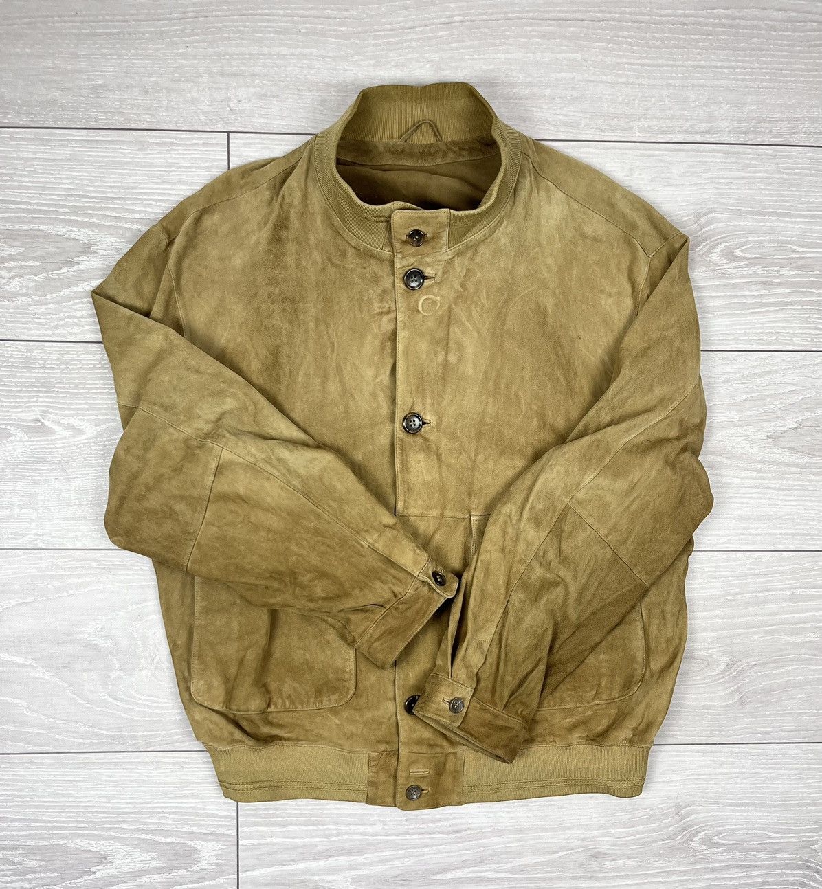 Hugo Boss Hugo Boss Vintage 90s Beige Goatskin Suede Leather Jacket Size US L / EU 52-54 / 3 - 8 Thumbnail