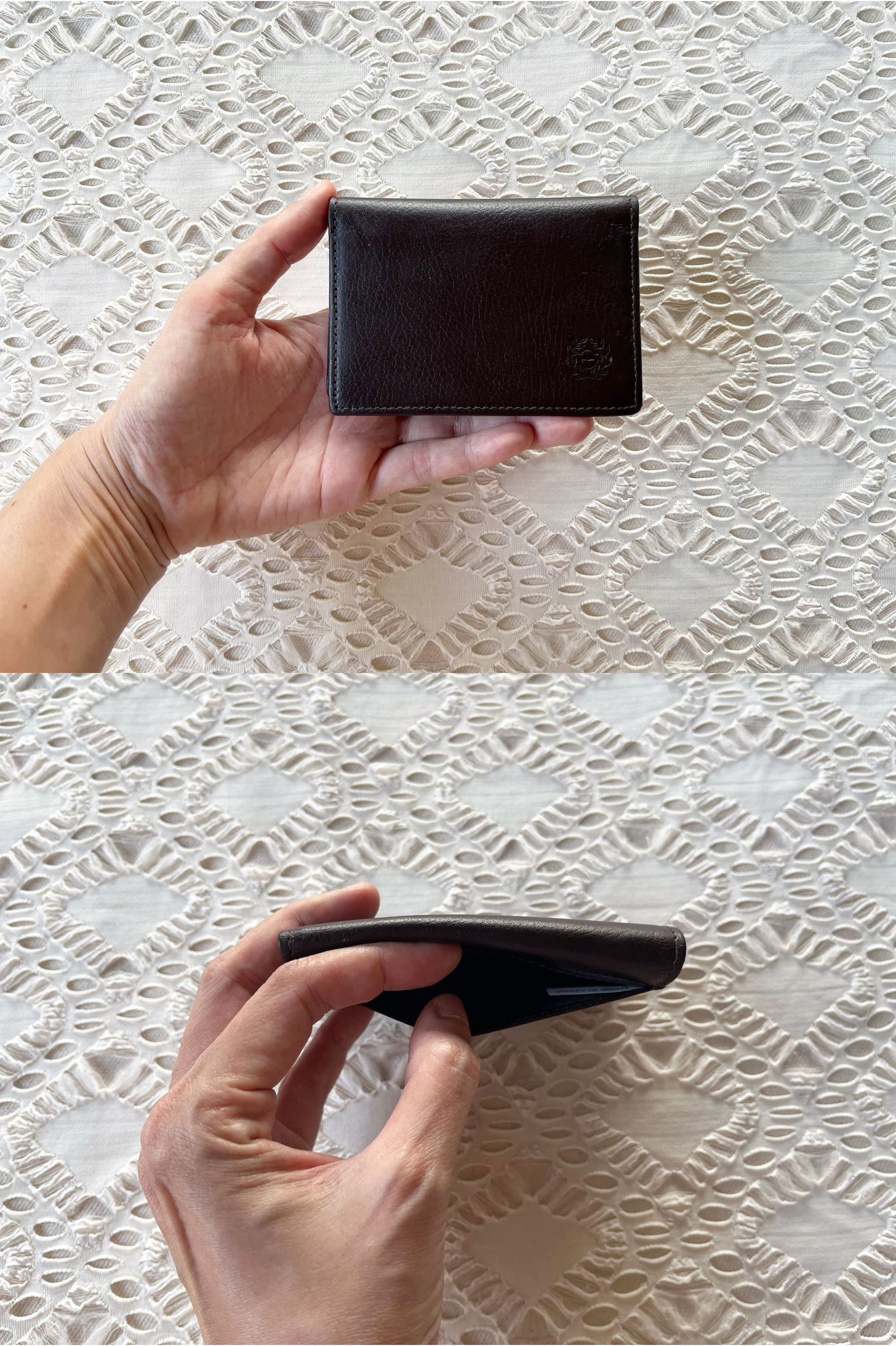 Vintage Dark Brown / almost black genuine leather Bifold card holder Size ONE SIZE - 9 Thumbnail