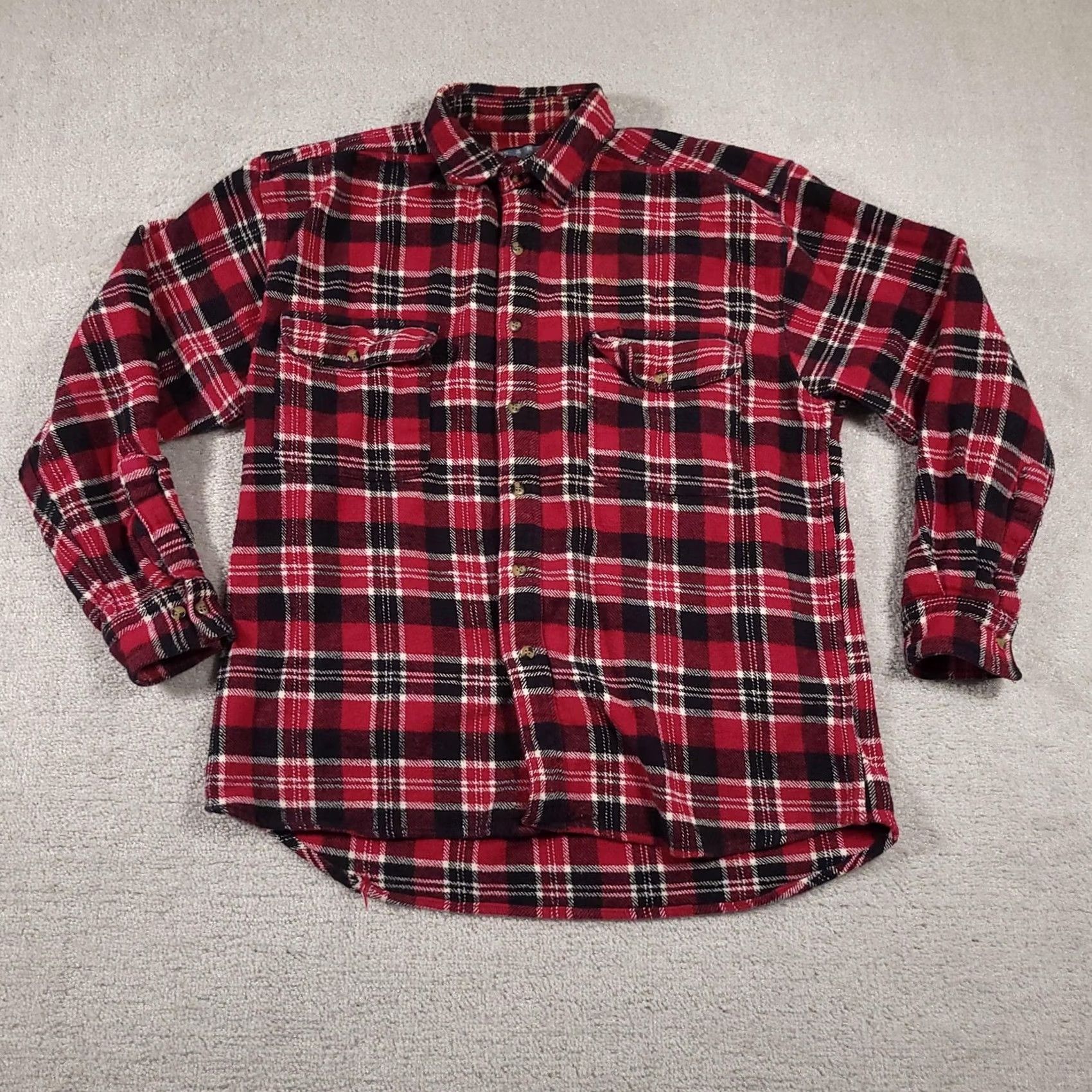 Vintage Sandy River Shirt Mens XL Red Black Plaid Flannel Button Up Long Sleeve Workwear Size US XL / EU 56 / 4 - 2 Thumbnail