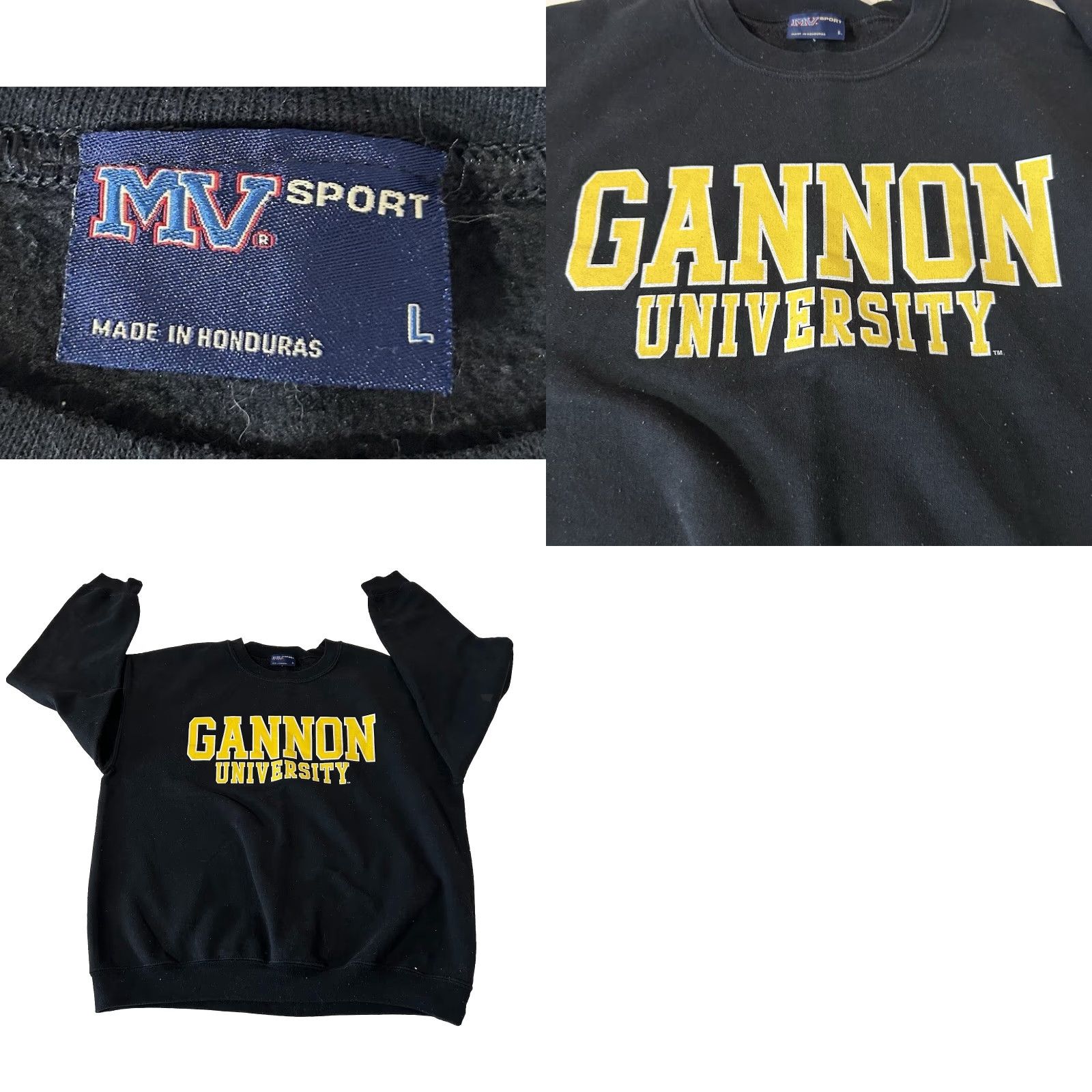 Vintage VINTAGE Gannon University Sweatshirt MV Sport Men Large Black Crew Neck Pullover Logo University Mens Regular Fit Long Sleeve Cotton Polyester Knit Size US L / EU 52-54 / 3 - 10 Thumbnail