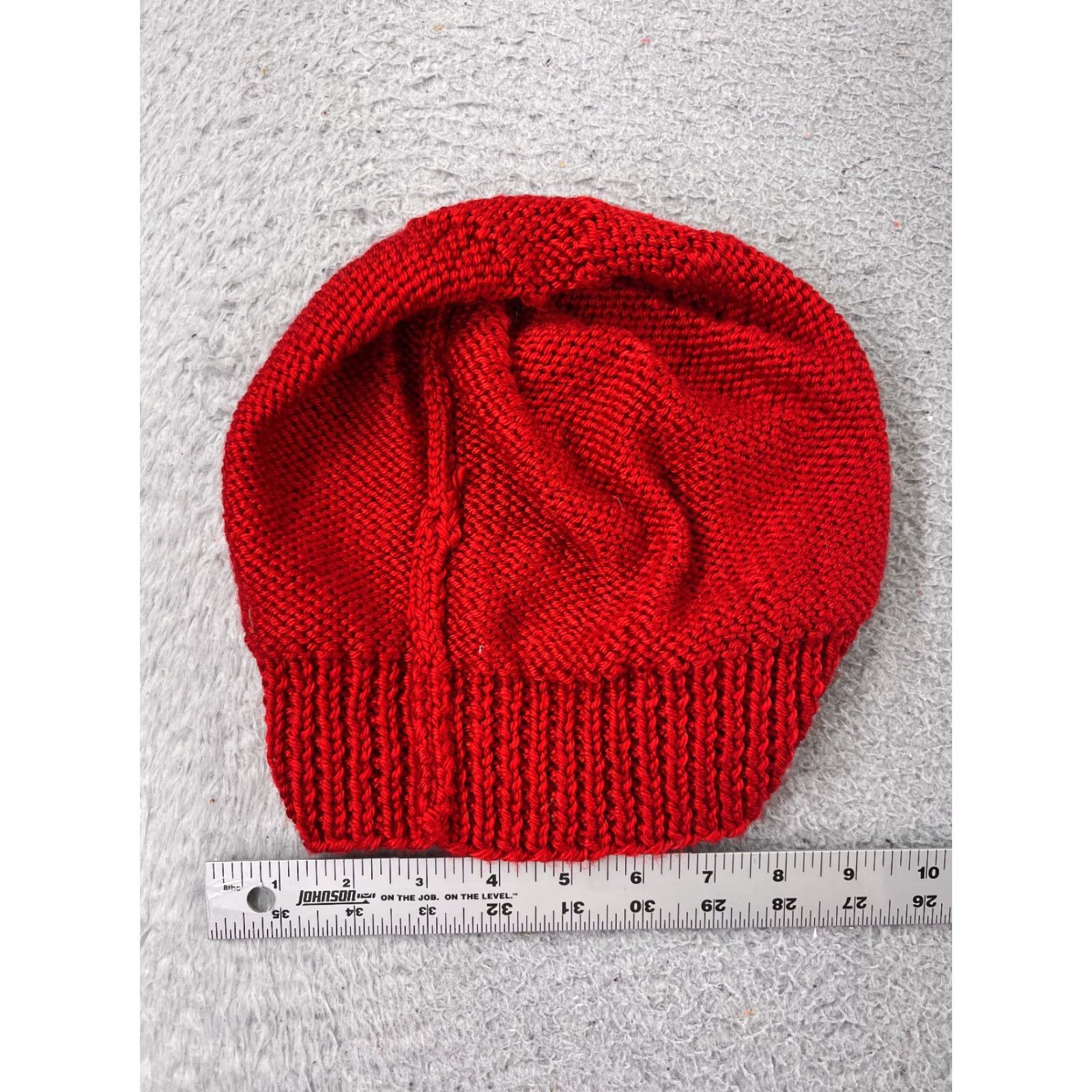 Vintage Womens Red Beanie Toque One Size Knit 100% Acrylic Winter Ski Hat (Adult) Beanie, Knit, Solid Red, 100% Acrylic, Ski/Casual, One Size, Women Size ONE SIZE - 4 Thumbnail