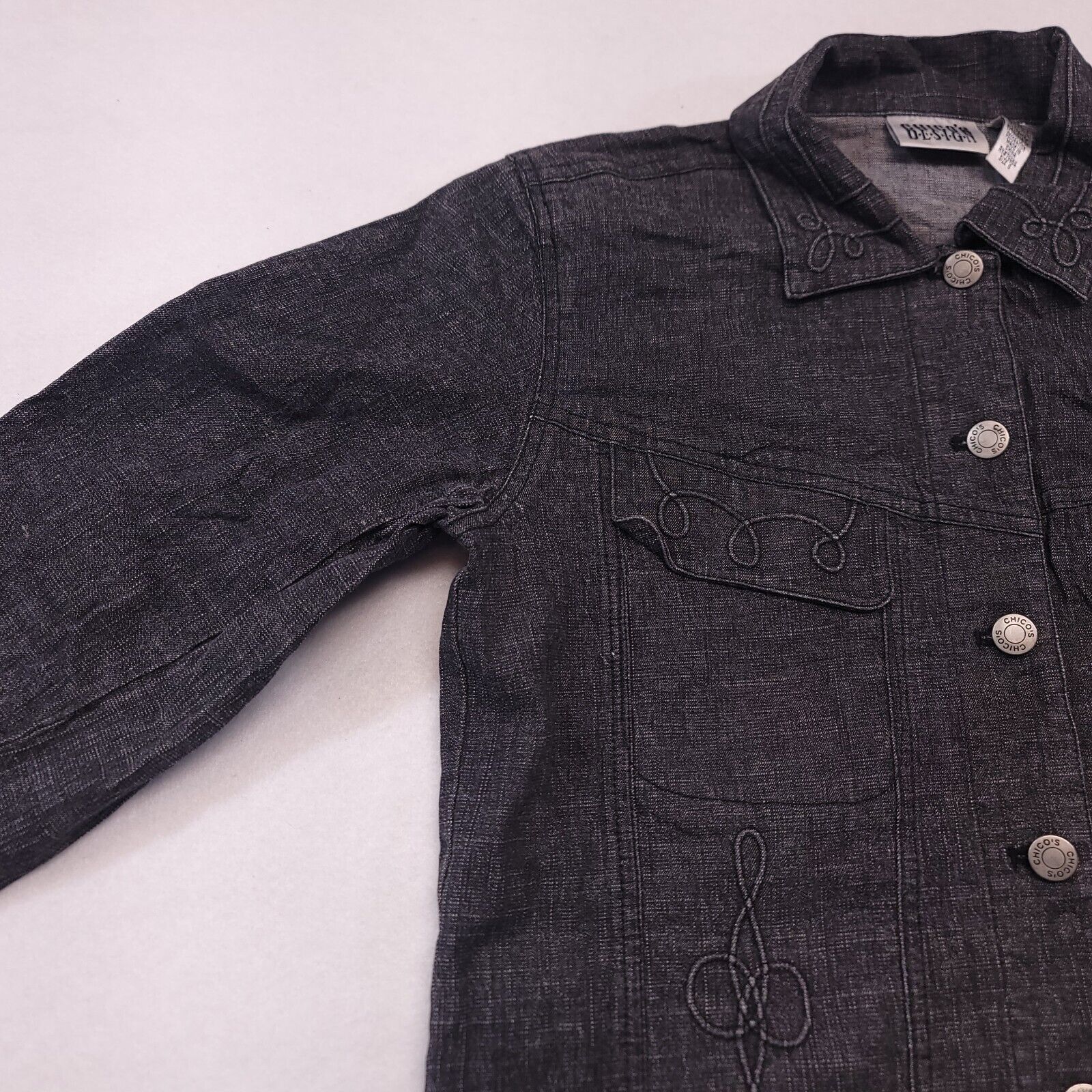 Chicos Chicos Design Button Up Denim Shirt Womens Size 0 Black Size XS / US 0-2 / IT 36-38 - 4 Thumbnail