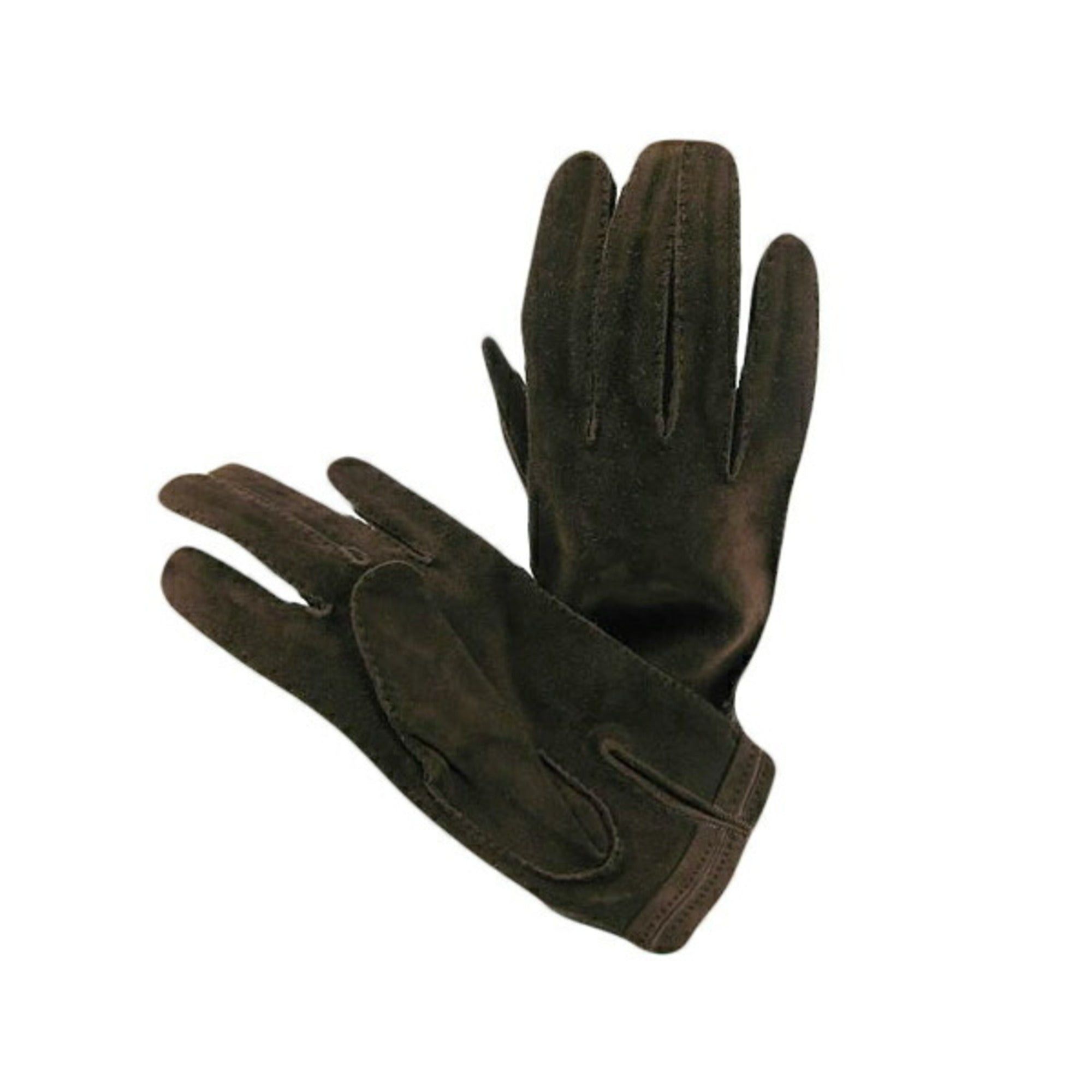 image of Hermes Suede Dark Brown Gloves in Black, Women's