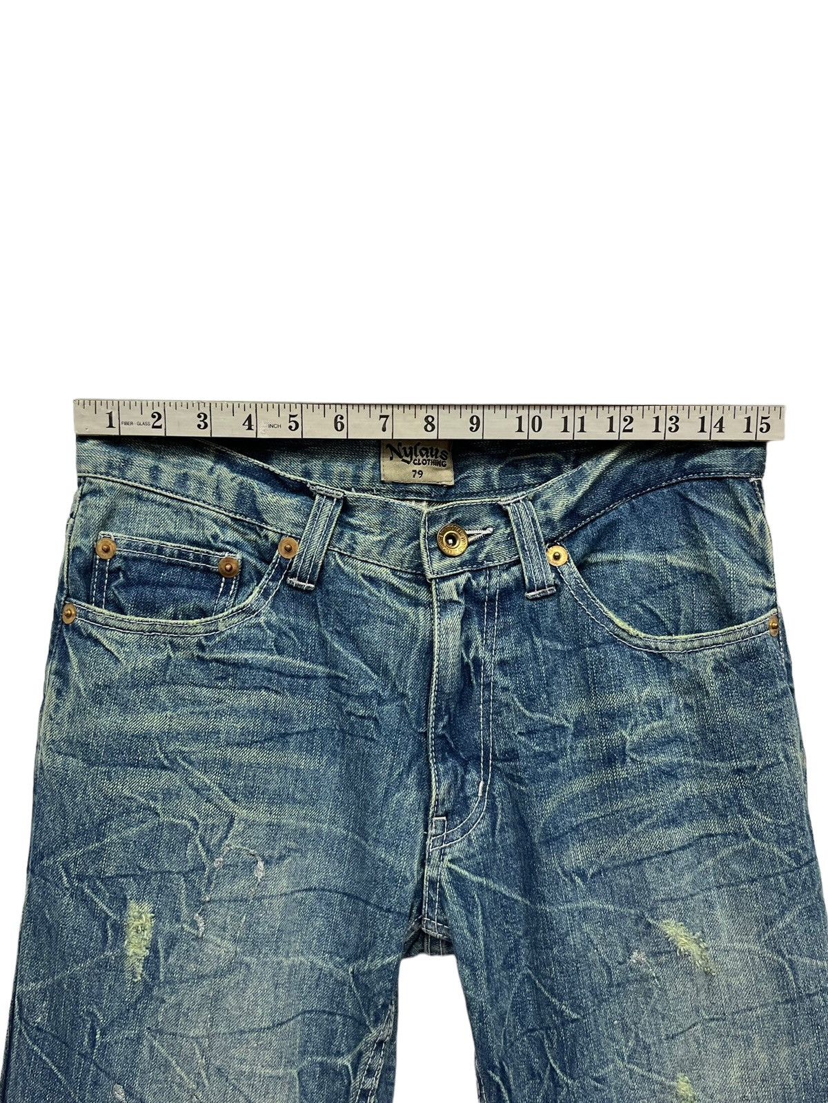 Japanese Brand NYLAUS Punk Whiskered Distressed Glitter Splash FLARE Denim Size US 30 / EU 46 - 13 Thumbnail