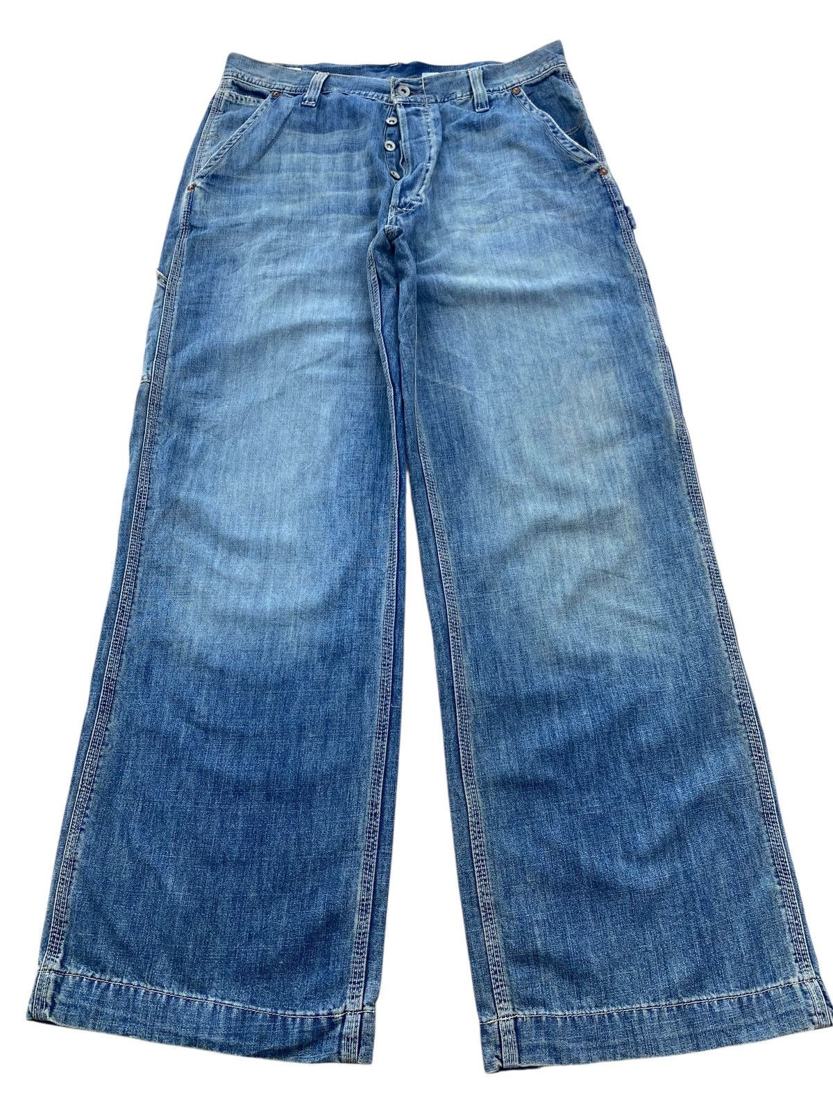 Abercrombie & Fitch Abercrombie And Fitch Faded Wash Carpenter Style Baggy Jeans Size US 34 / EU 50 - 1 Thumbnail