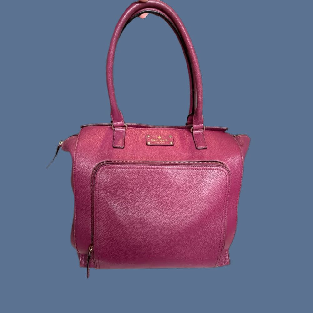 Vintage VINTAGE Kate Spade New York Baxter Street Fernrose Leather Shoulder bag Tote Plum Large Womens Size ONE SIZE - 1 Thumbnail