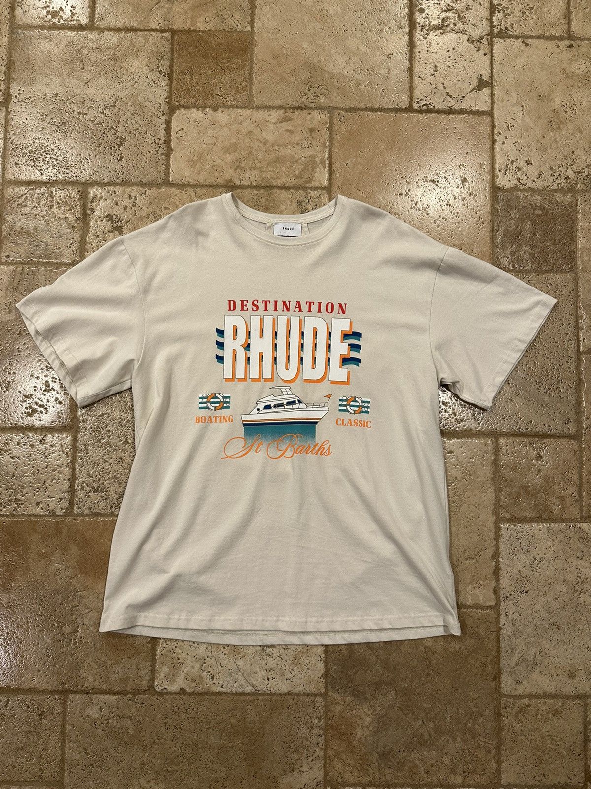 Rhude Rhude Destination Boating Classic Saint Barths Cream T-Shirt Size US XL / EU 56 / 4 - 3 Thumbnail