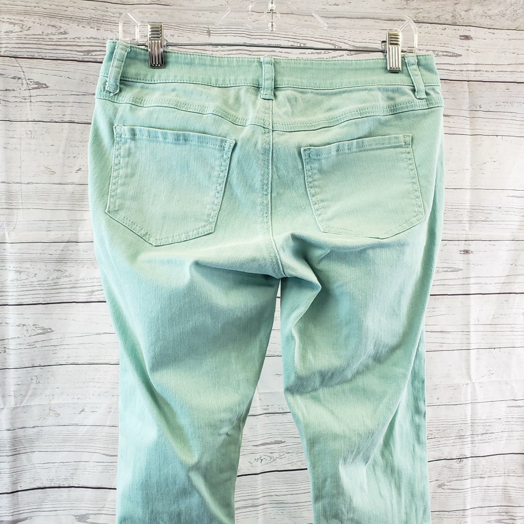 Vintage CAbi 322 Womens Thin Mint Skinny Jeans Sz 4 Green Mid Rise Cotton Blend Size 27" / US 4 / IT 40 - 4 Thumbnail