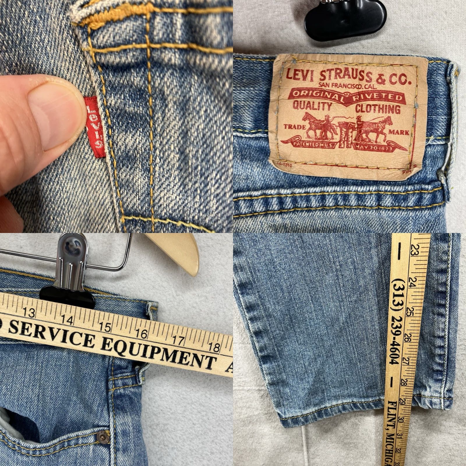 Levi's VINTAGE Levi’s 505 Women Jeans 10 Straight Distressed Slouch 29in Blue 90s Bohemian festival Hippie Retro Regular Fit Mens Womens Girls Boys Size 32" / US 10 / IT 46 - 9 Thumbnail