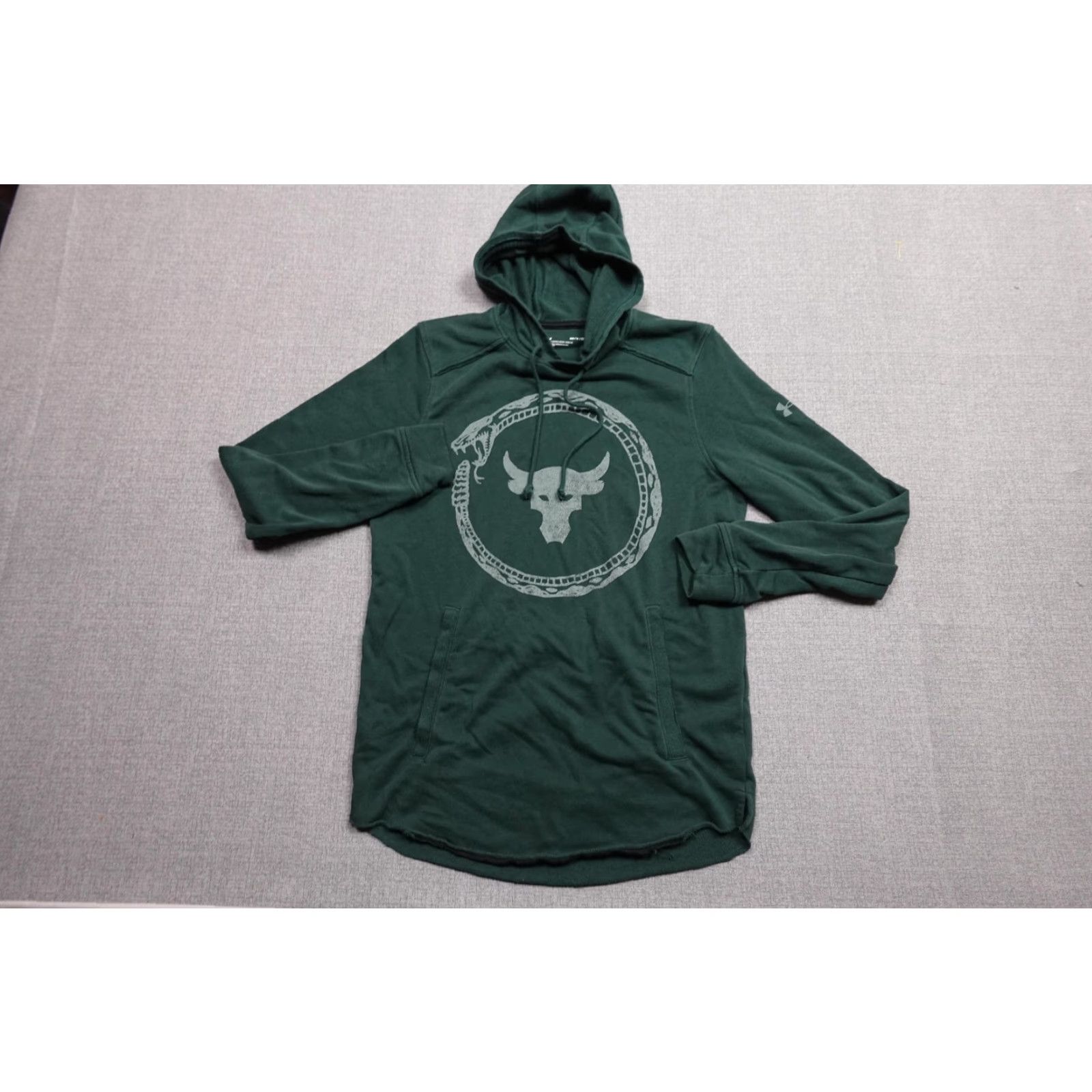 Under Armour Under Armour Pullover Hoodie Men Small Green Project Rock Brahma Bull Graphic Print Kangaroo Pocket Hooded Sweatshirt Size US S / EU 44-46 / 1 - 3 Thumbnail