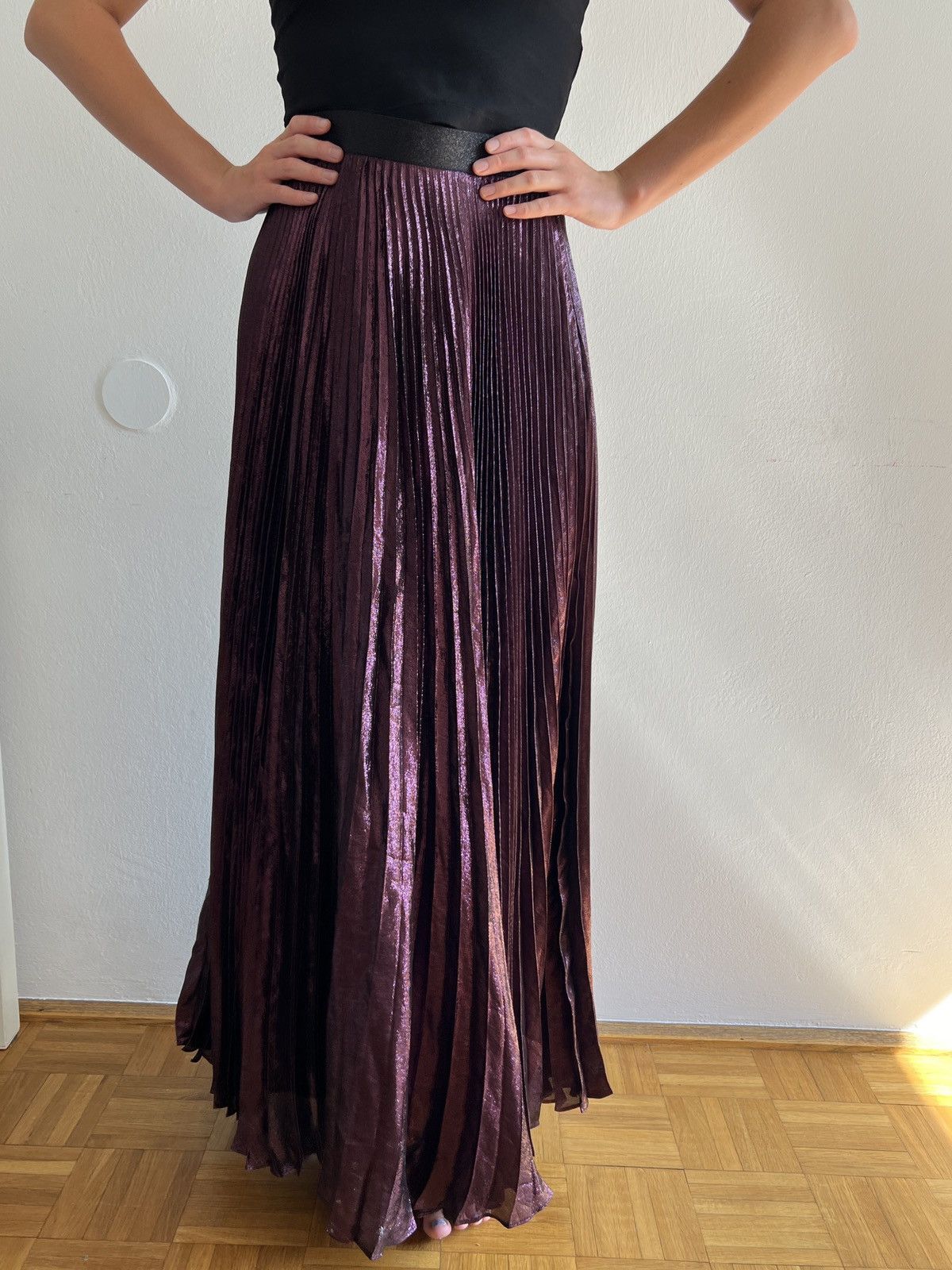 Christopher Kane Christopher Kane Pleated Lamé Maxi Skirt Size 28" / US 6 / IT 42 - 15 Thumbnail
