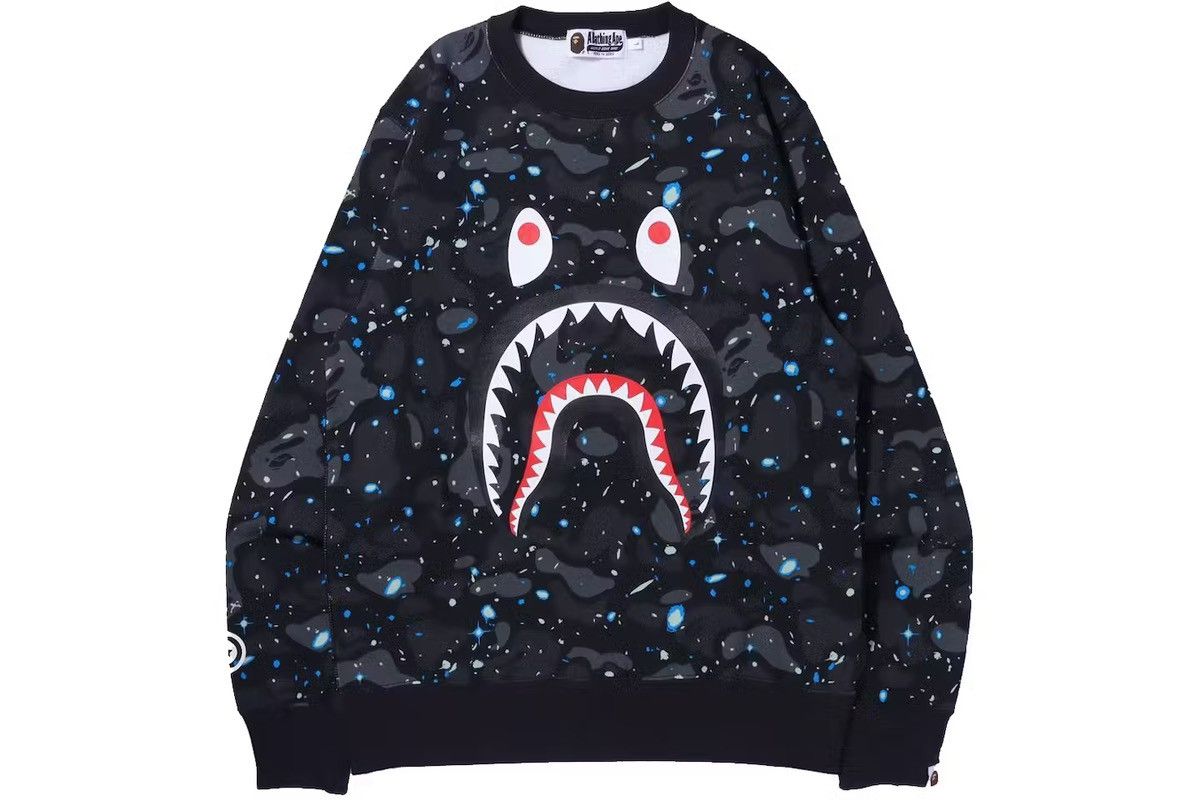 image of Bape Space Camo Shark Crewneck in Black, Men's (Size Small)