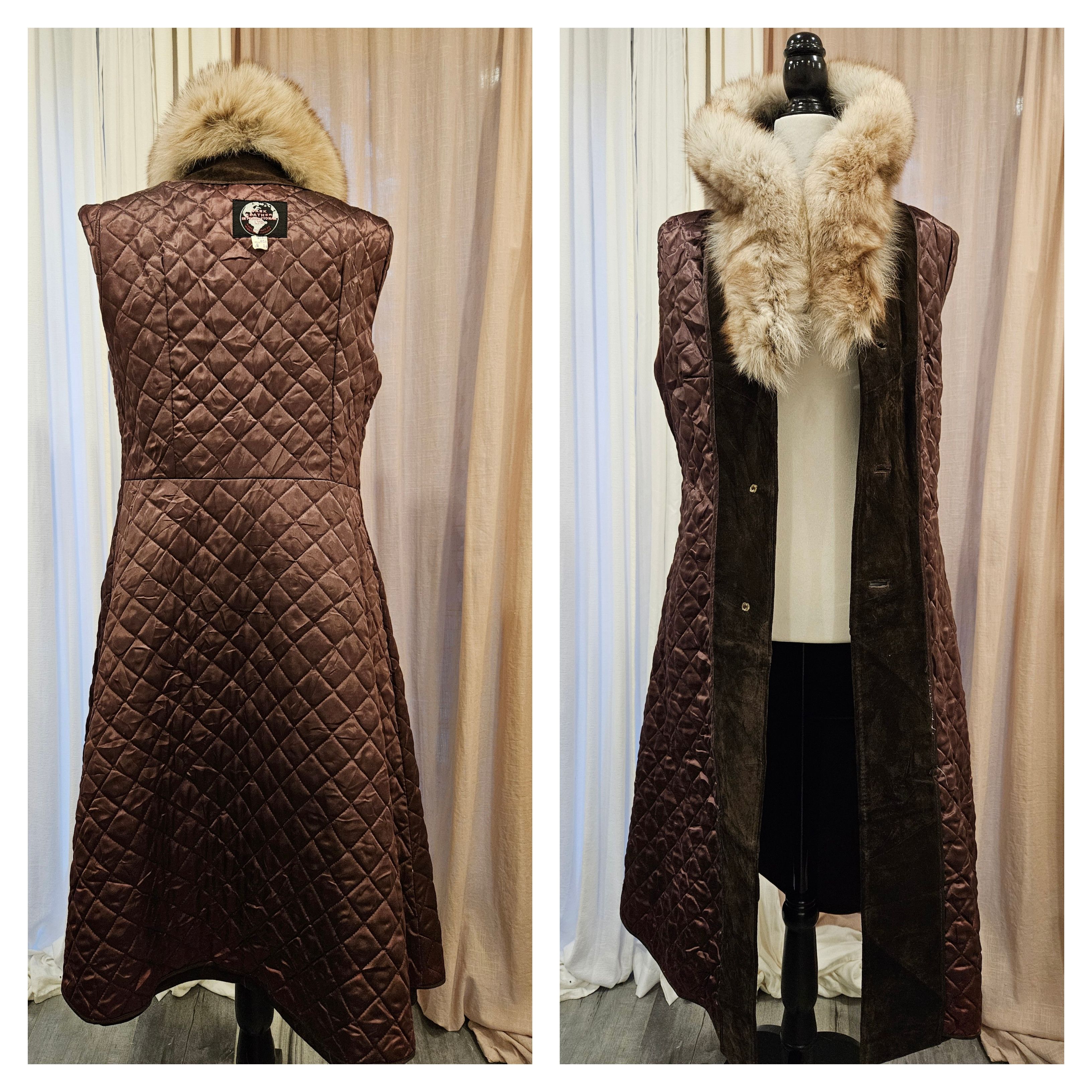 Vintage Vintage Suede Leather Fit-Flare Boho Princess Real Fur Coat Size M / US 6-8 / IT 42-44 - 7 Thumbnail