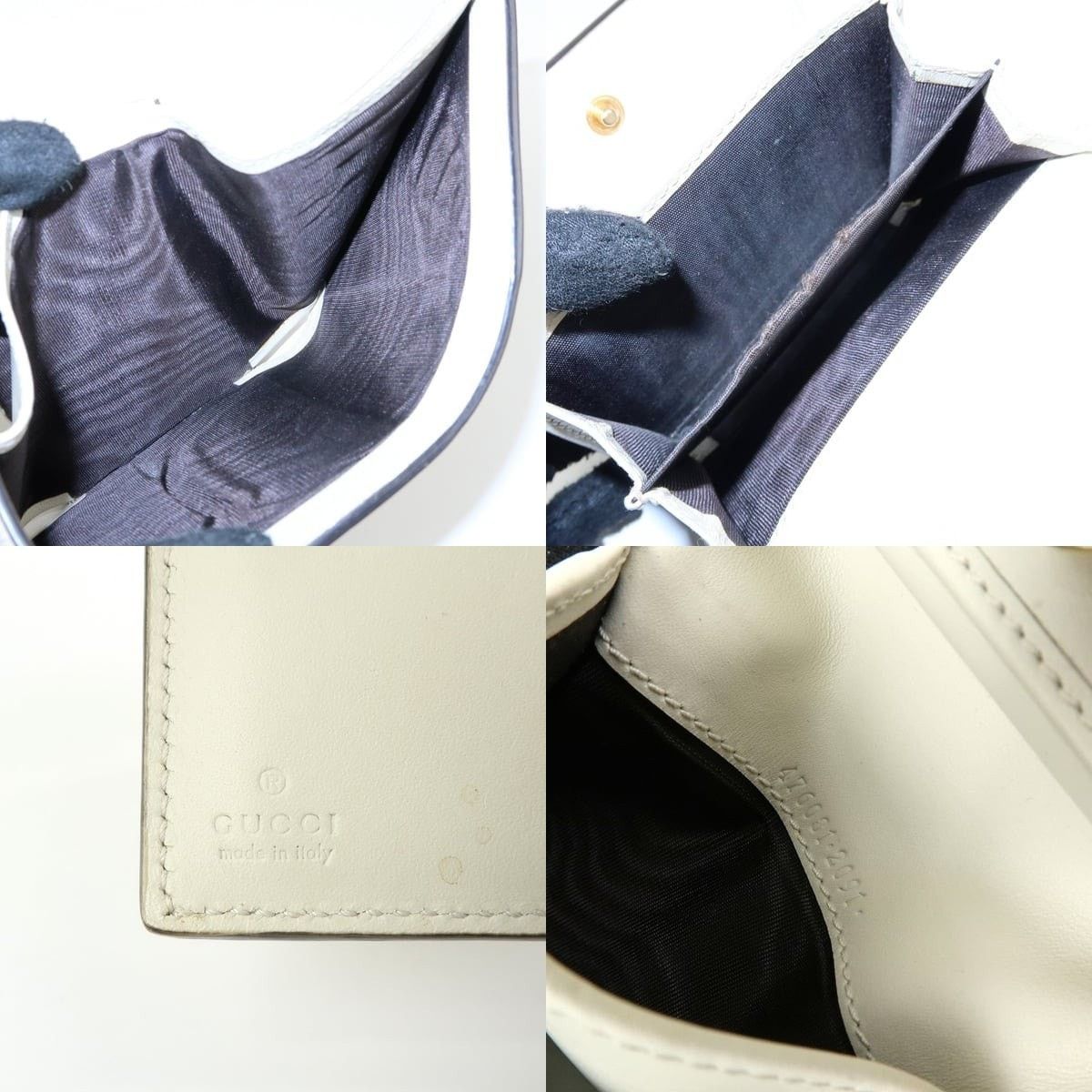 Gucci Gucci Sylvie Web Leather Tri-Fold Wallet Cream Size ONE SIZE - 7 Thumbnail