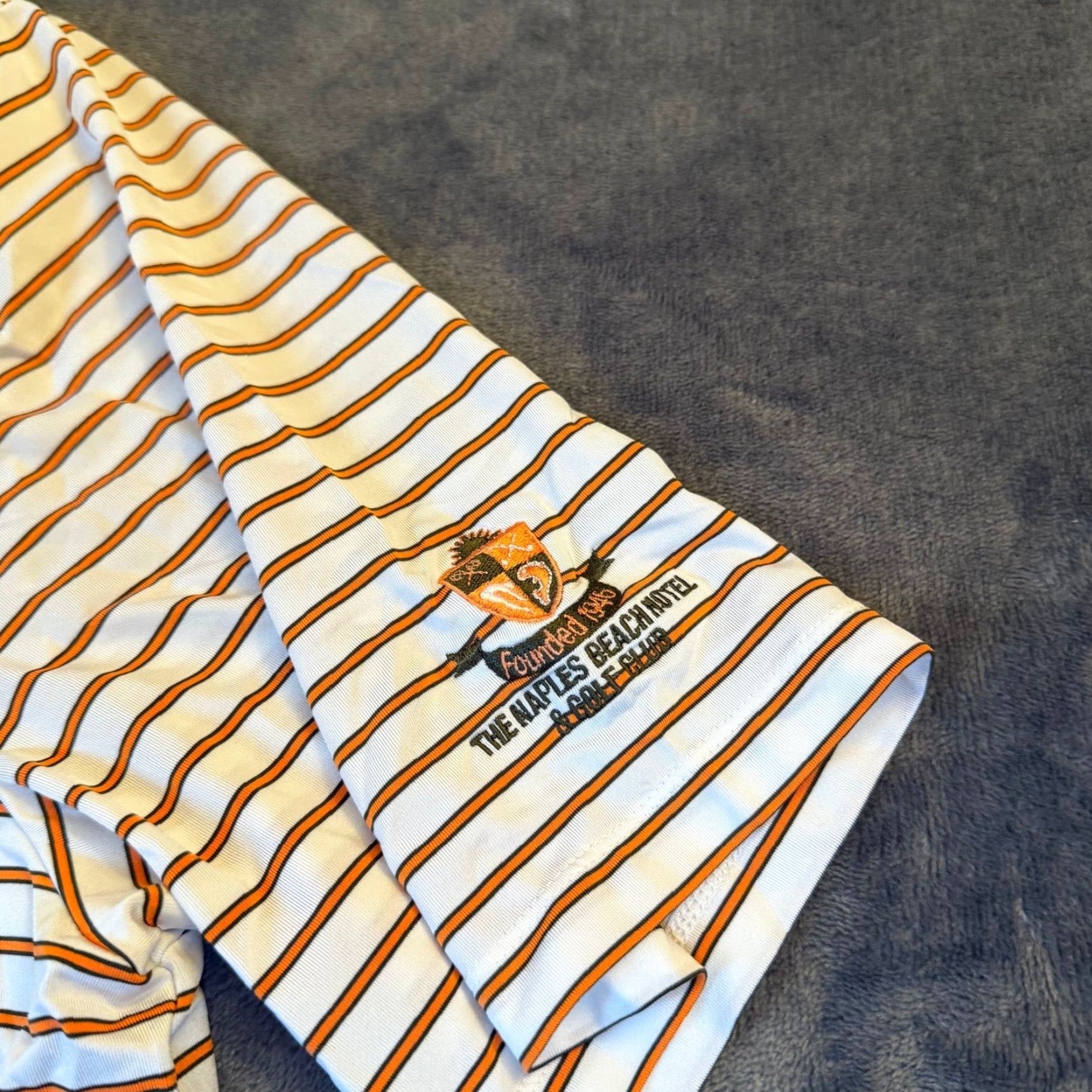 RLX Ralph Lauren RLX Ralph Lauren Polo Shirt Mens L Striped White Orange Polo Shirt Mens L White Orange Striped Golf Preppy Coastal Performance Polo Shirt Size US L / EU 52-54 / 3 - 5 Thumbnail