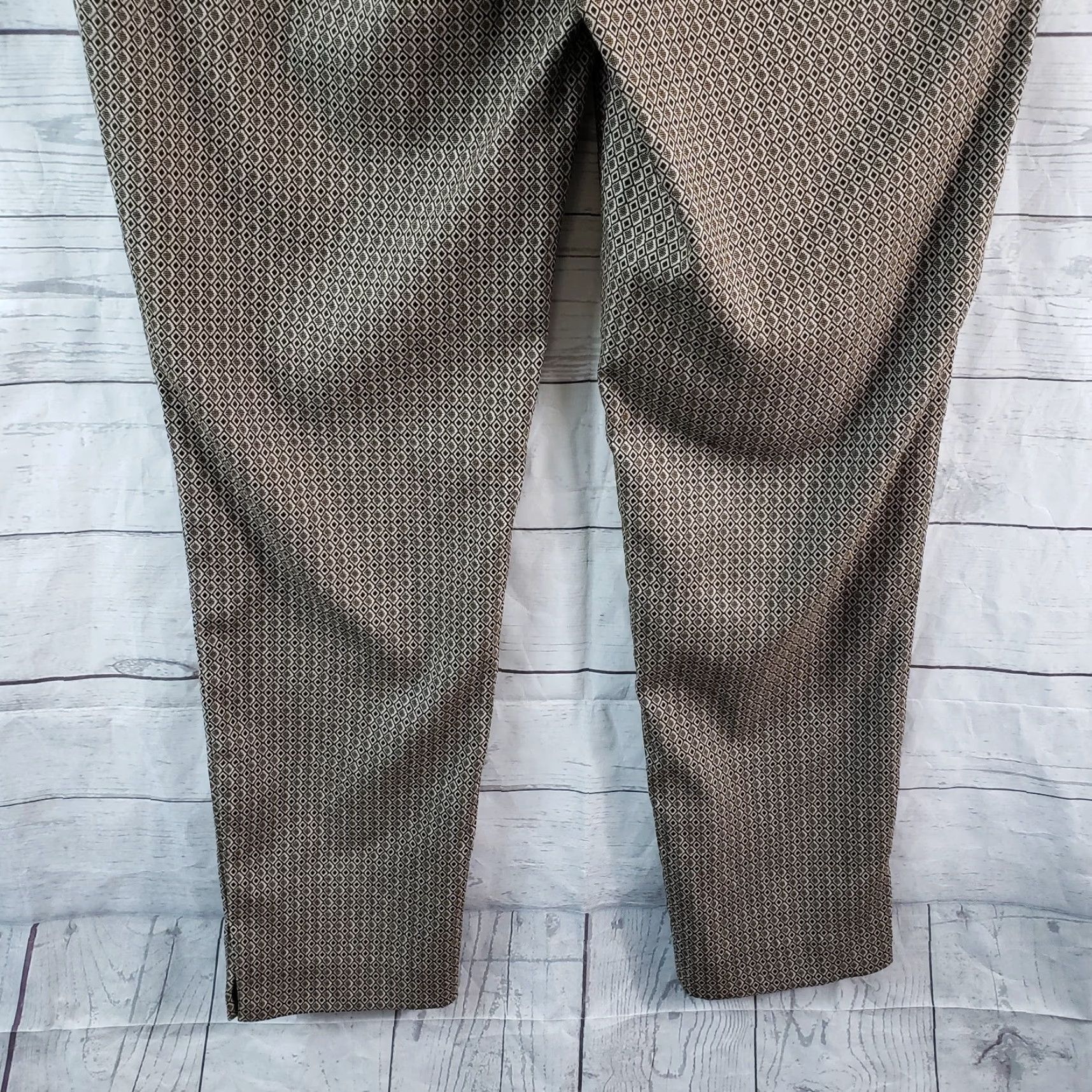 Vintage Chico's Womens Pants Pull On S 8 Black Brown Geometric Mid Rise Rayon Blend Size 30" / US 8 / IT 44 - 5 Thumbnail